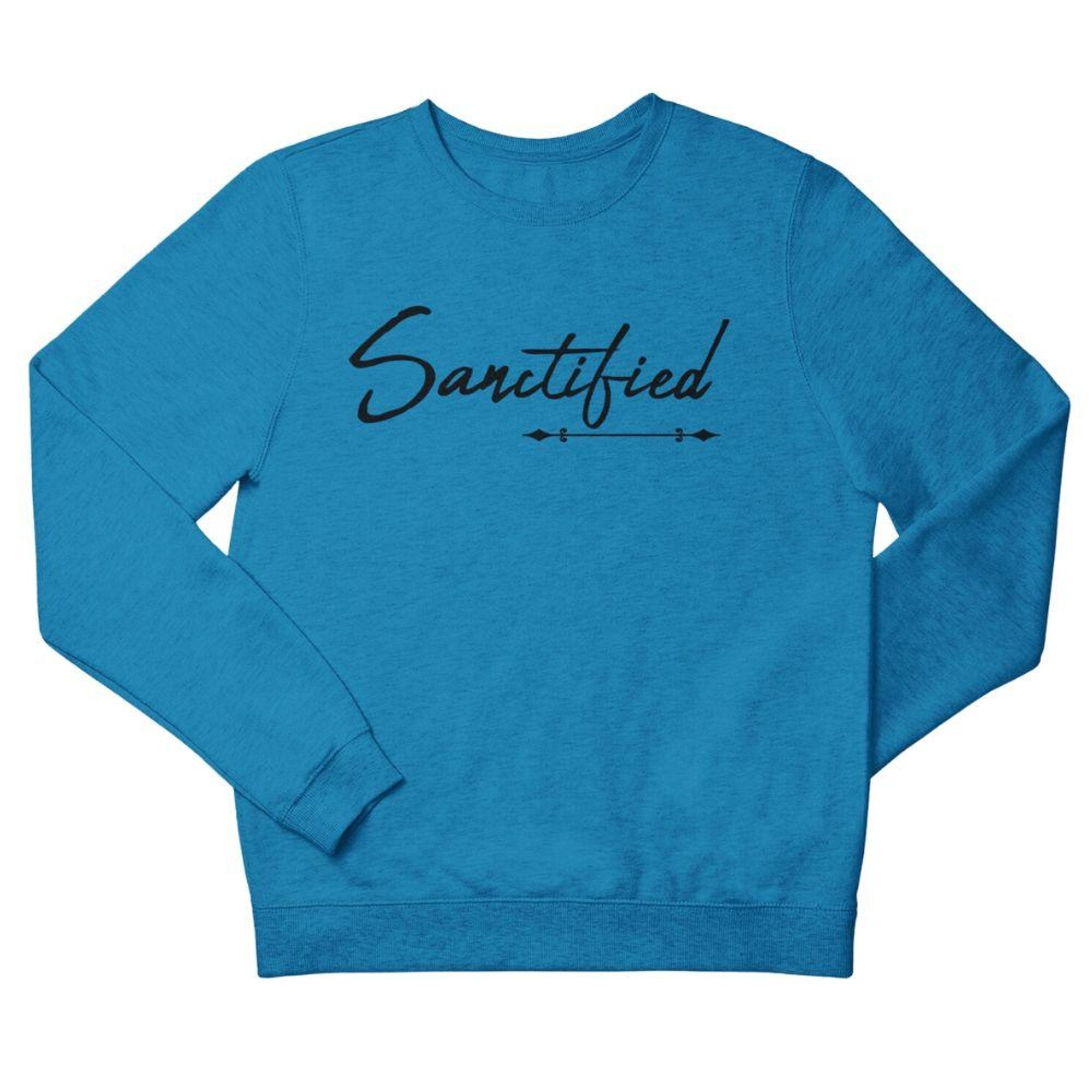 Sanctified Men's Fleece Unisex - Fit Sweatshirt - Sapphire (Royal Blue) - Jesus Passion Apparel