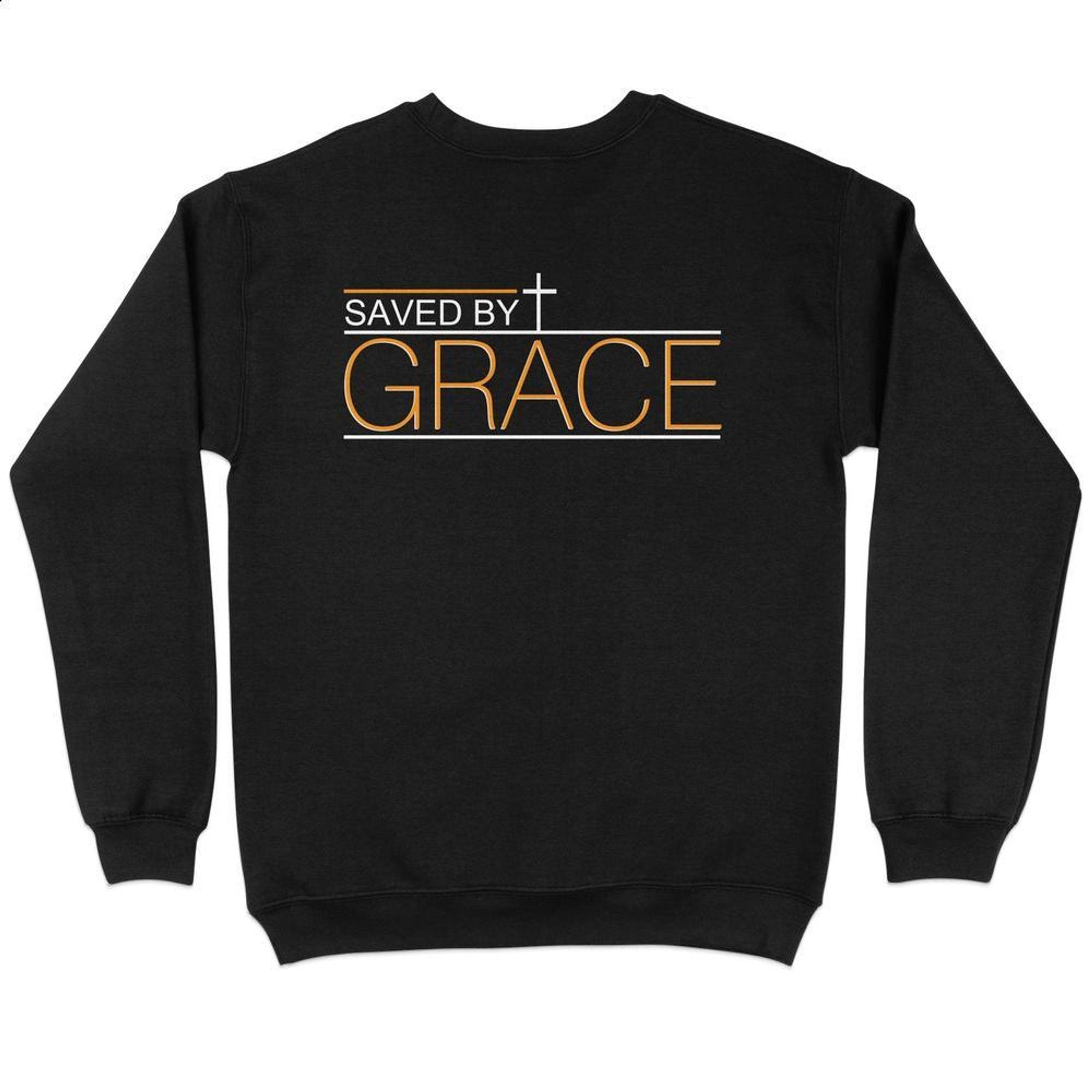 Saved by Grace Men's Fleece Unisex - Fit Sweatshirt - Black - Jesus Passion Apparel