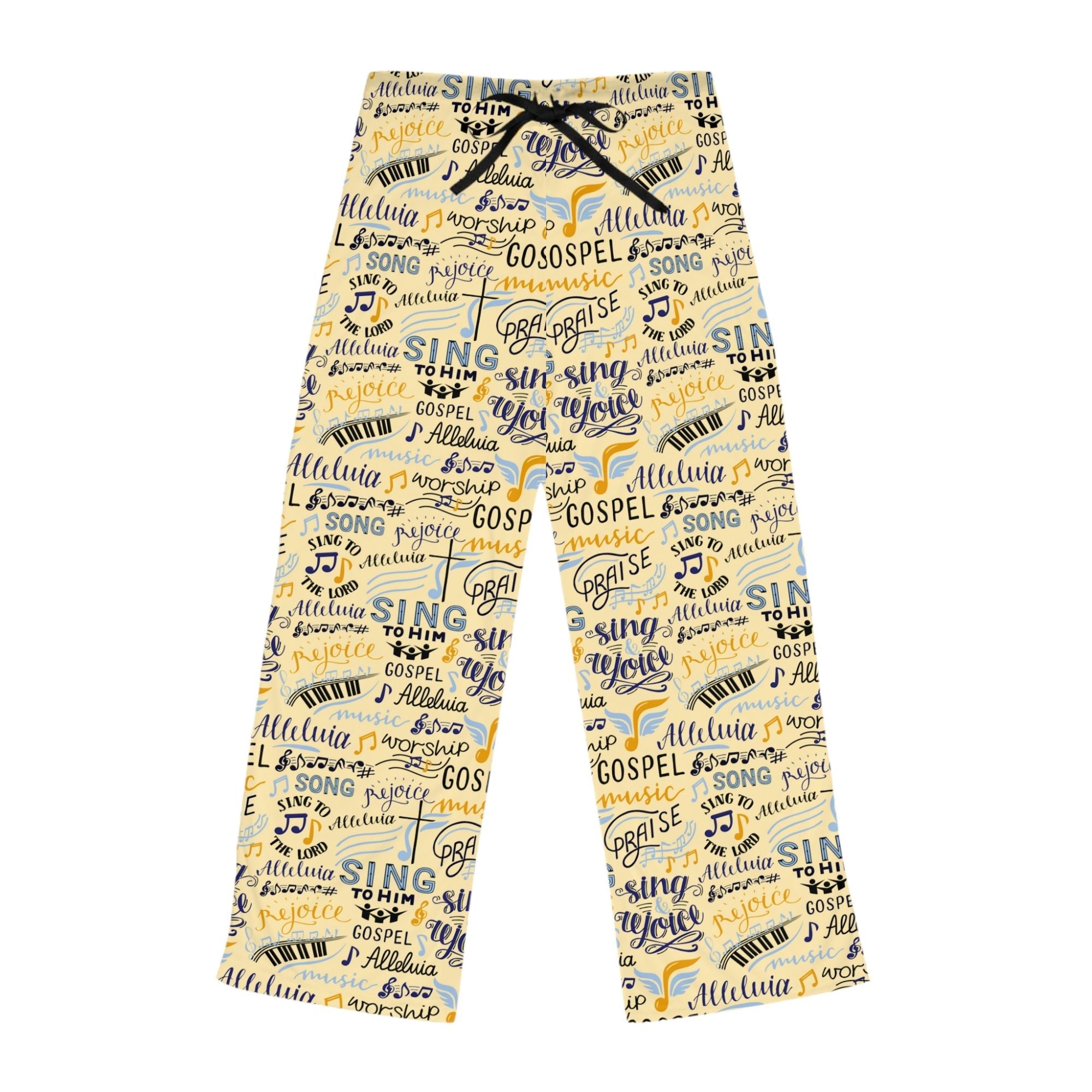 Sing To Him Alleluia Women's Yellow Lounge / Pajama Pants - Matching Pajama Set and Indoor Slippers Available - Jesus Passion Apparel