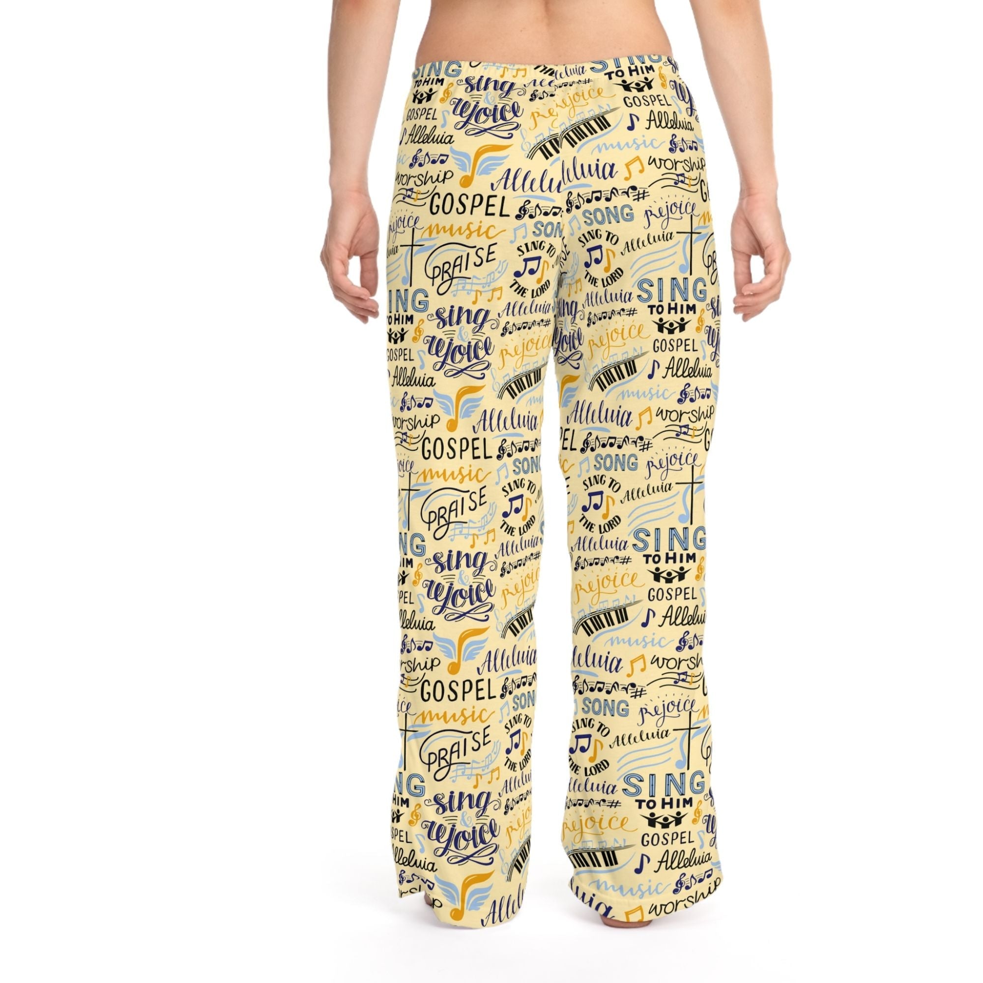 Sing To Him Alleluia Women's Yellow Lounge / Pajama Pants - Matching Pajama Set and Indoor Slippers Available - Jesus Passion Apparel