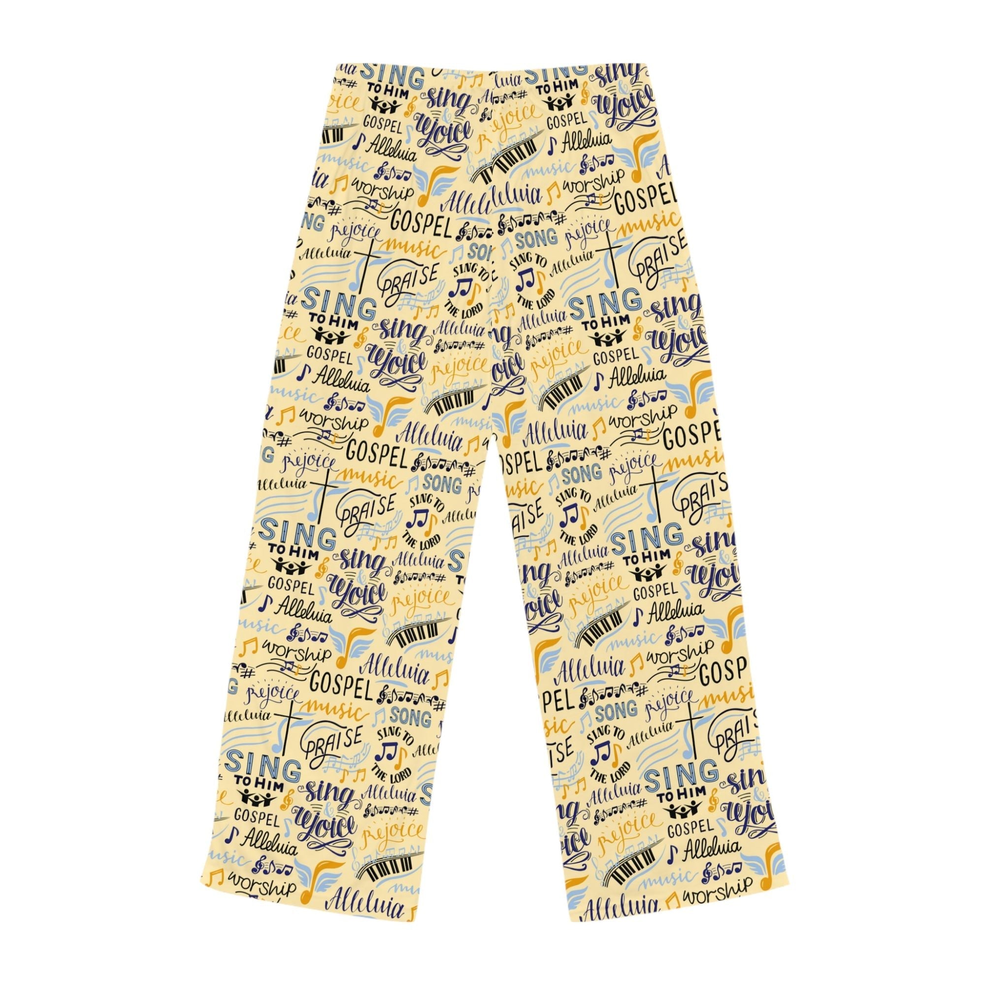 Sing To Him Alleluia Women's Yellow Lounge / Pajama Pants - Matching Pajama Set and Indoor Slippers Available - Jesus Passion Apparel