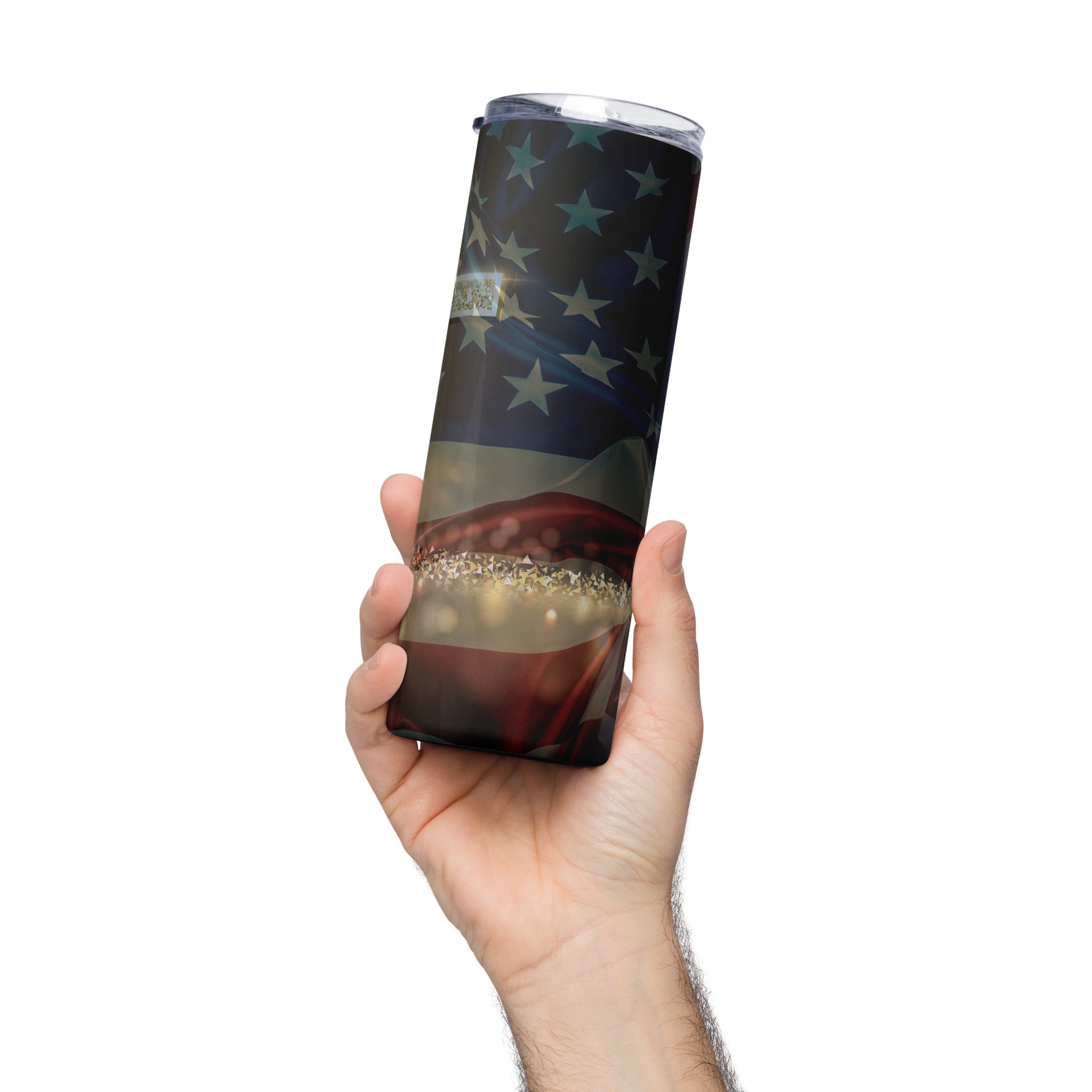 USA Flag Cross Jesus Tumbler 20 oz with reusable Stainless Steel Straw Jesus Passion Apparel