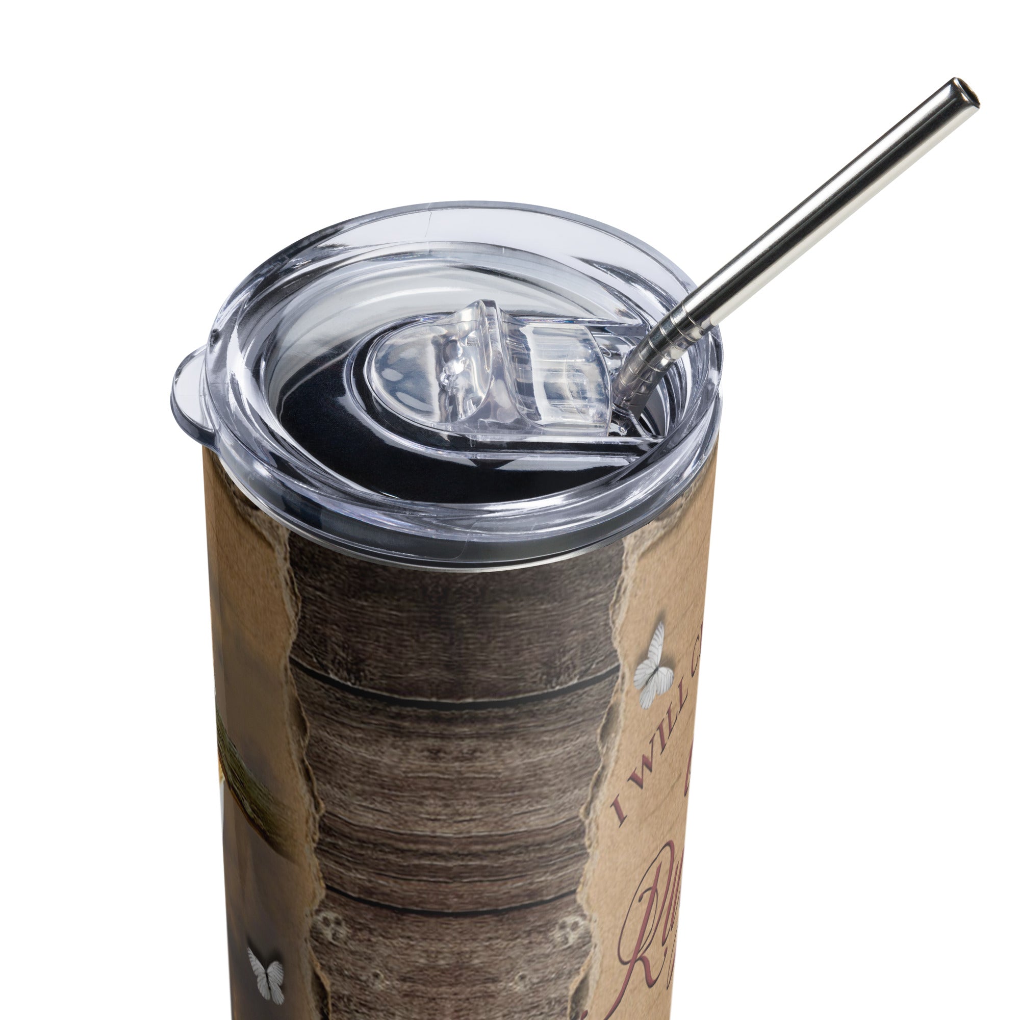 Old Rugged Cross Tumbler 20 oz with reusable Stainless Steel Straw Jesus Passion Apparel