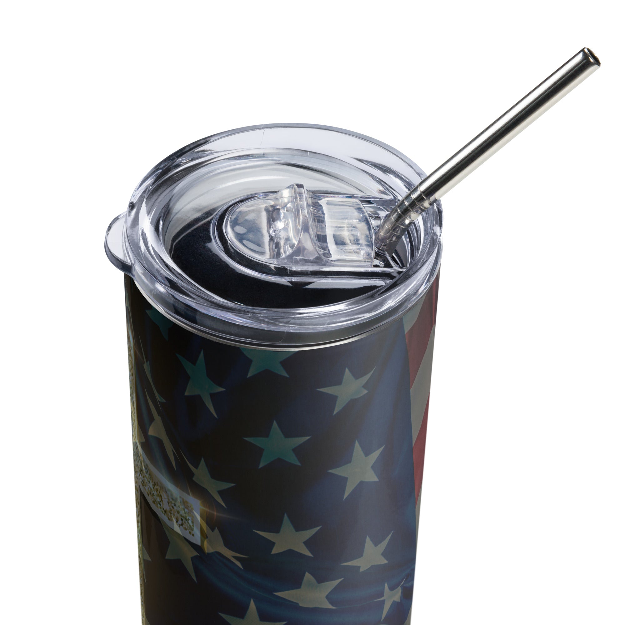 USA Flag Cross Jesus Tumbler 20 oz with reusable Stainless Steel Straw Jesus Passion Apparel