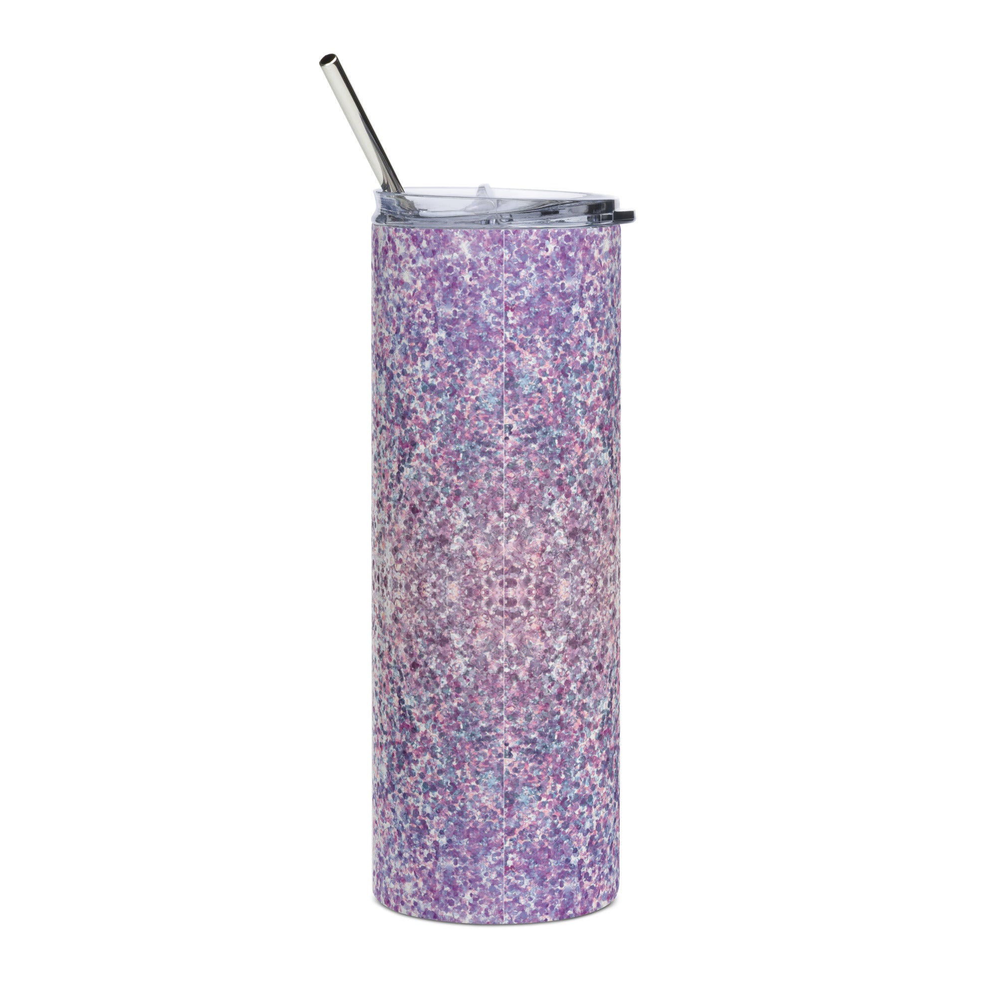 Faith Glitter Purple Tumbler 20 oz with reusable Stainless Steel Straw Jesus Passion Apparel