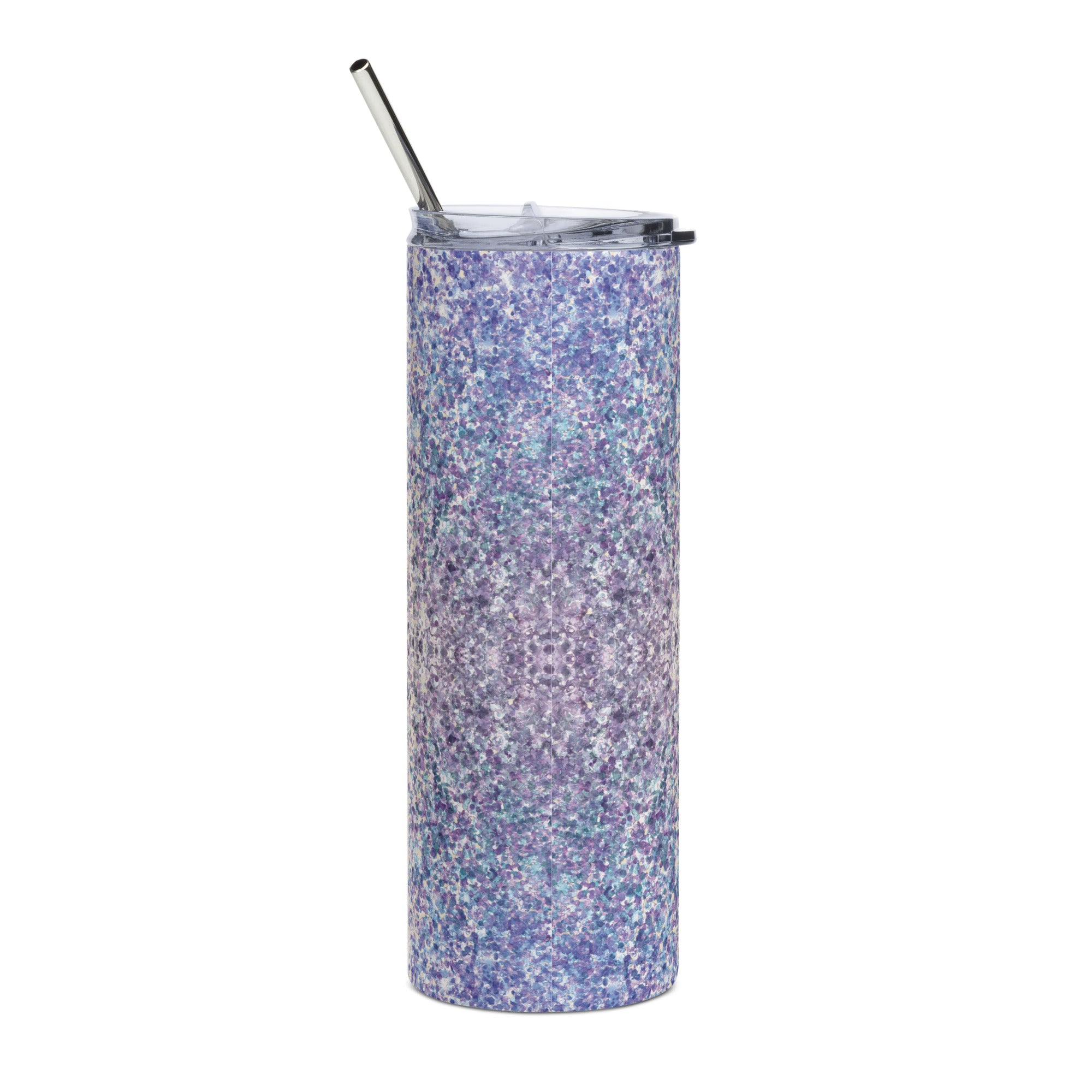 Faith Jesus Purple Glitter Tumbler 20 oz with reusable Stainless Steel Straw Jesus Passion Apparel