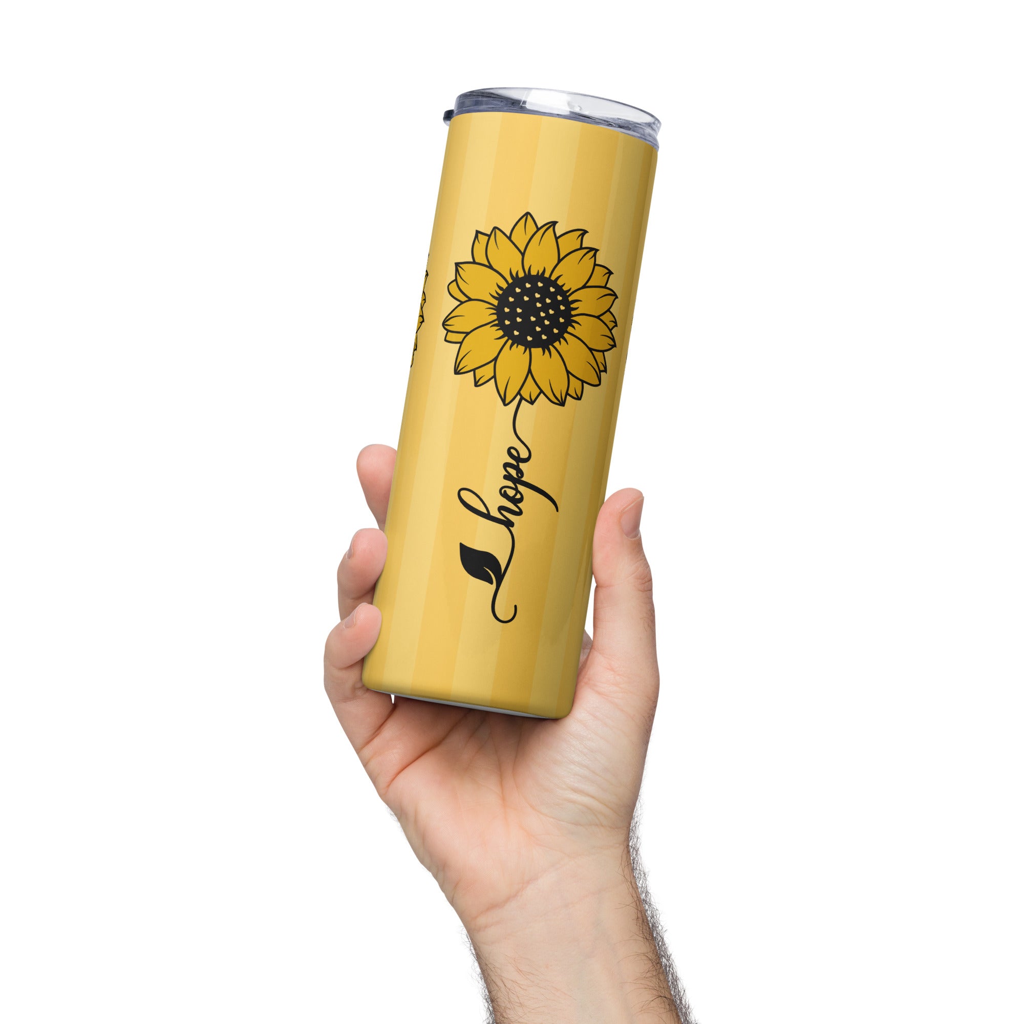 Faith Hope Love Sunflowers Tumbler 20 oz with reusable Stainless Steel Straw Jesus Passion Apparel