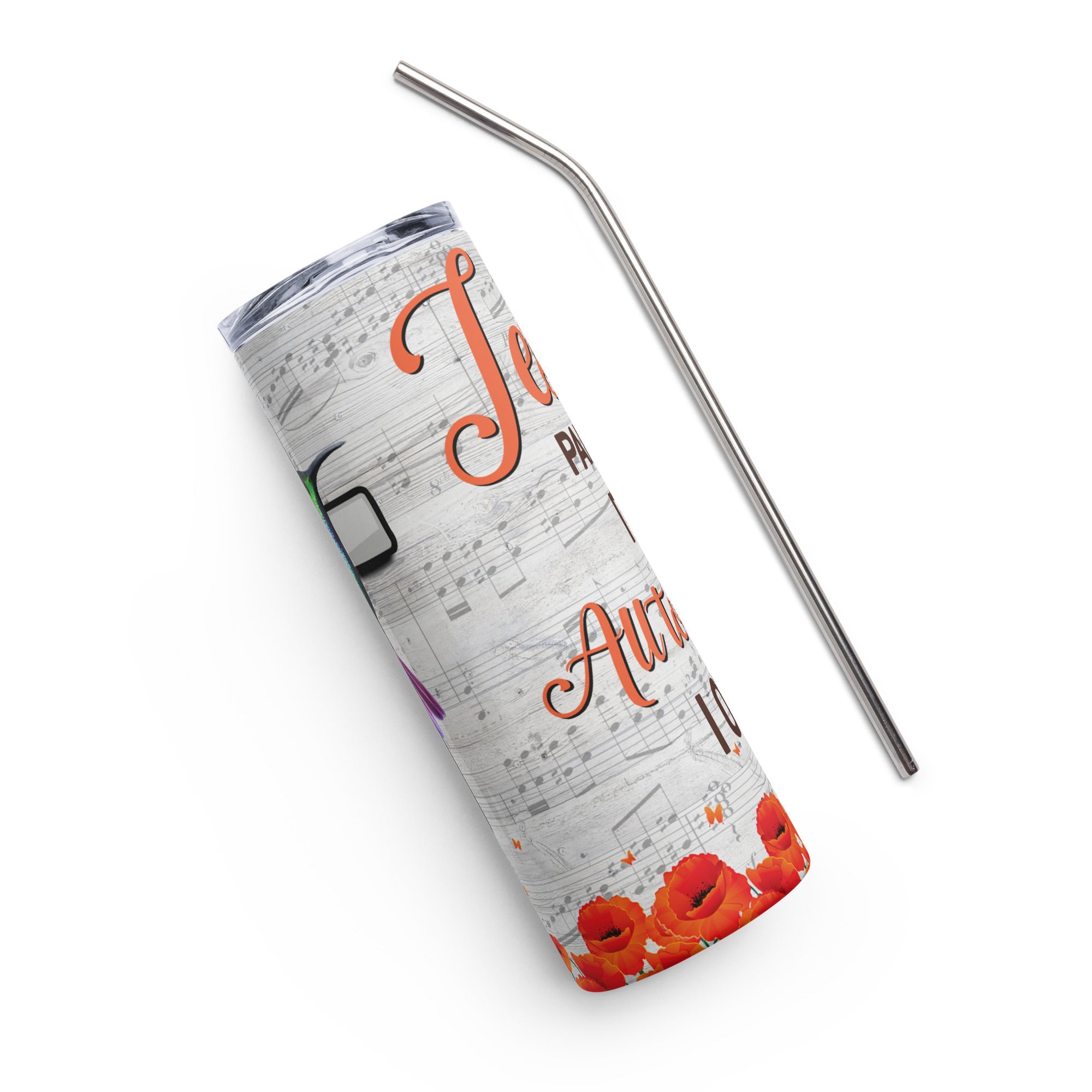 Jesus Paid It All Song Tumbler 20 oz with reusable Stainless Steel Straw Jesus Passion Apparel