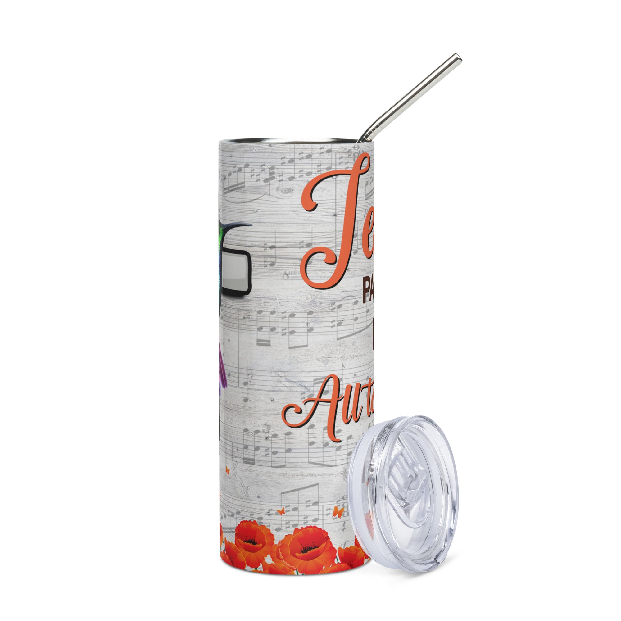 Jesus Paid It All Song Tumbler 20 oz with reusable Stainless Steel Straw Jesus Passion Apparel