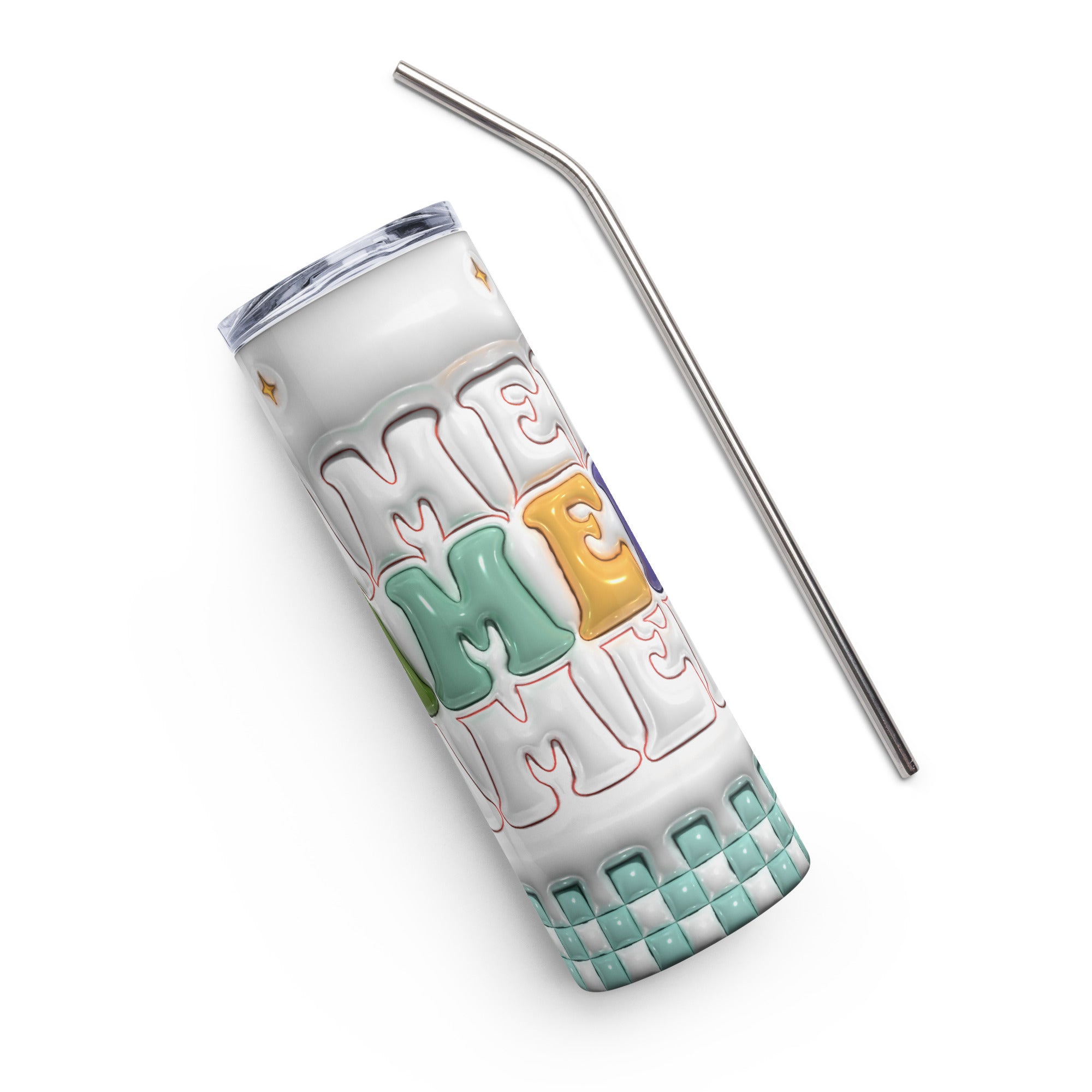 Amen 3D 20 oz Tumbler with reusable Stainless Steel Straw Size: 20oz Color: White Jesus Passion Apparel