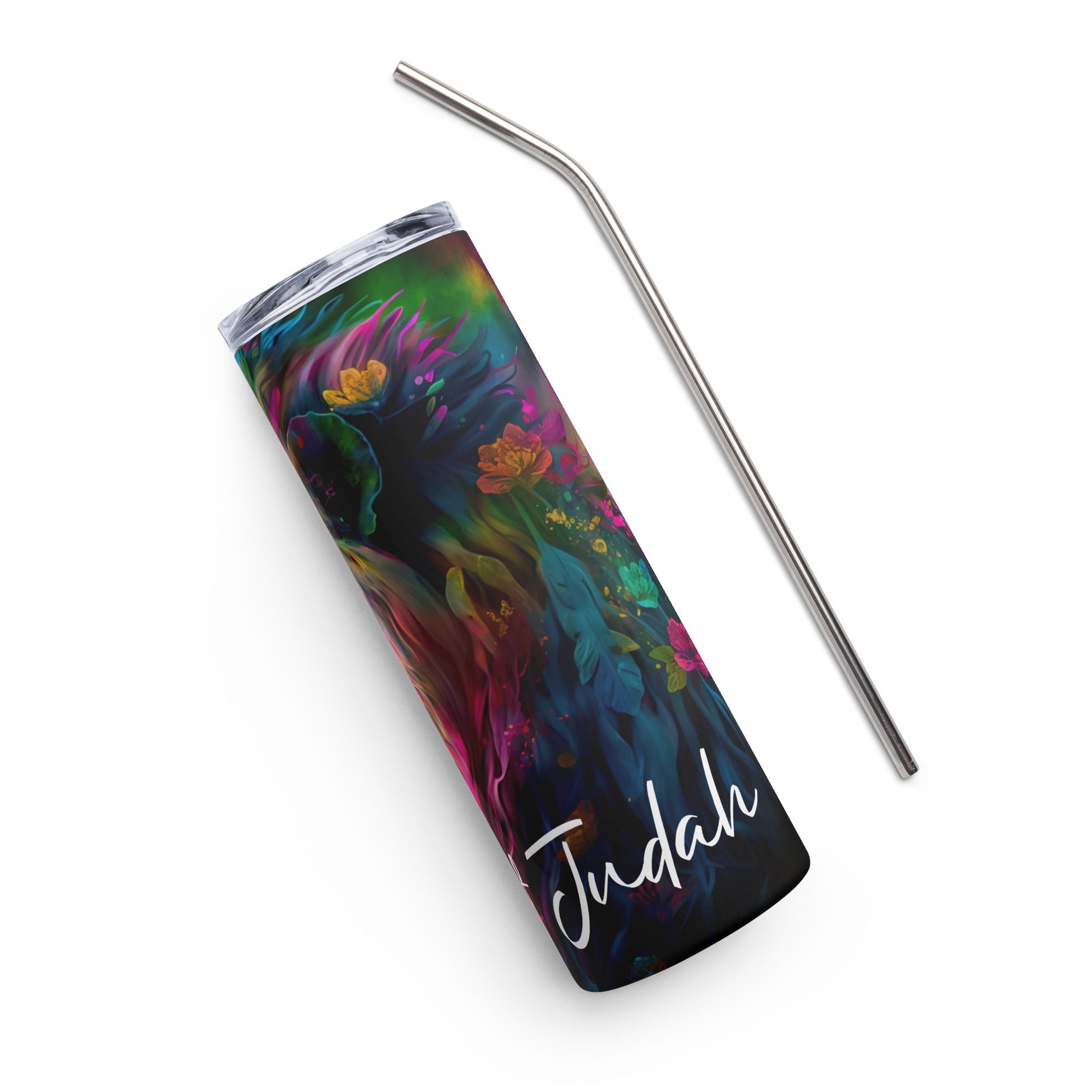 Lion of Judah Tumbler 20 oz with reusable Stainless Steel Straw Jesus Passion Apparel