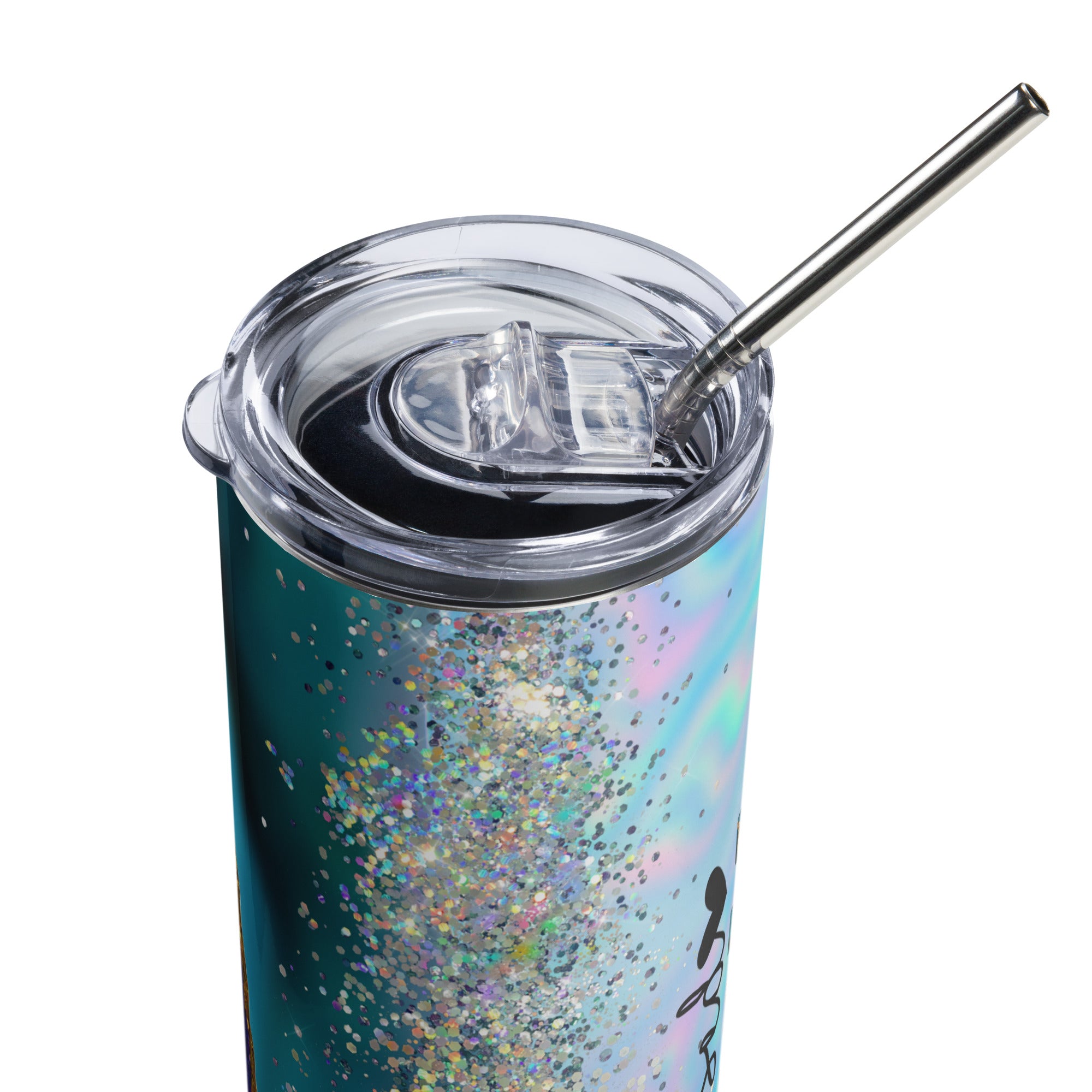 Blessed Mama Teal Gold Tumbler 20 oz with reusable Stainless Steel Straw Jesus Passion Apparel