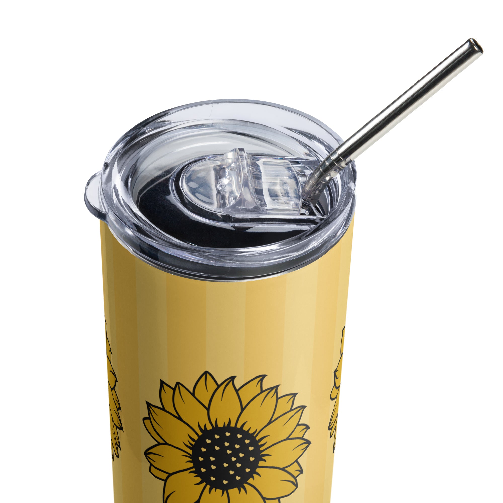 Faith Hope Love Sunflowers Tumbler 20 oz with reusable Stainless Steel Straw Jesus Passion Apparel