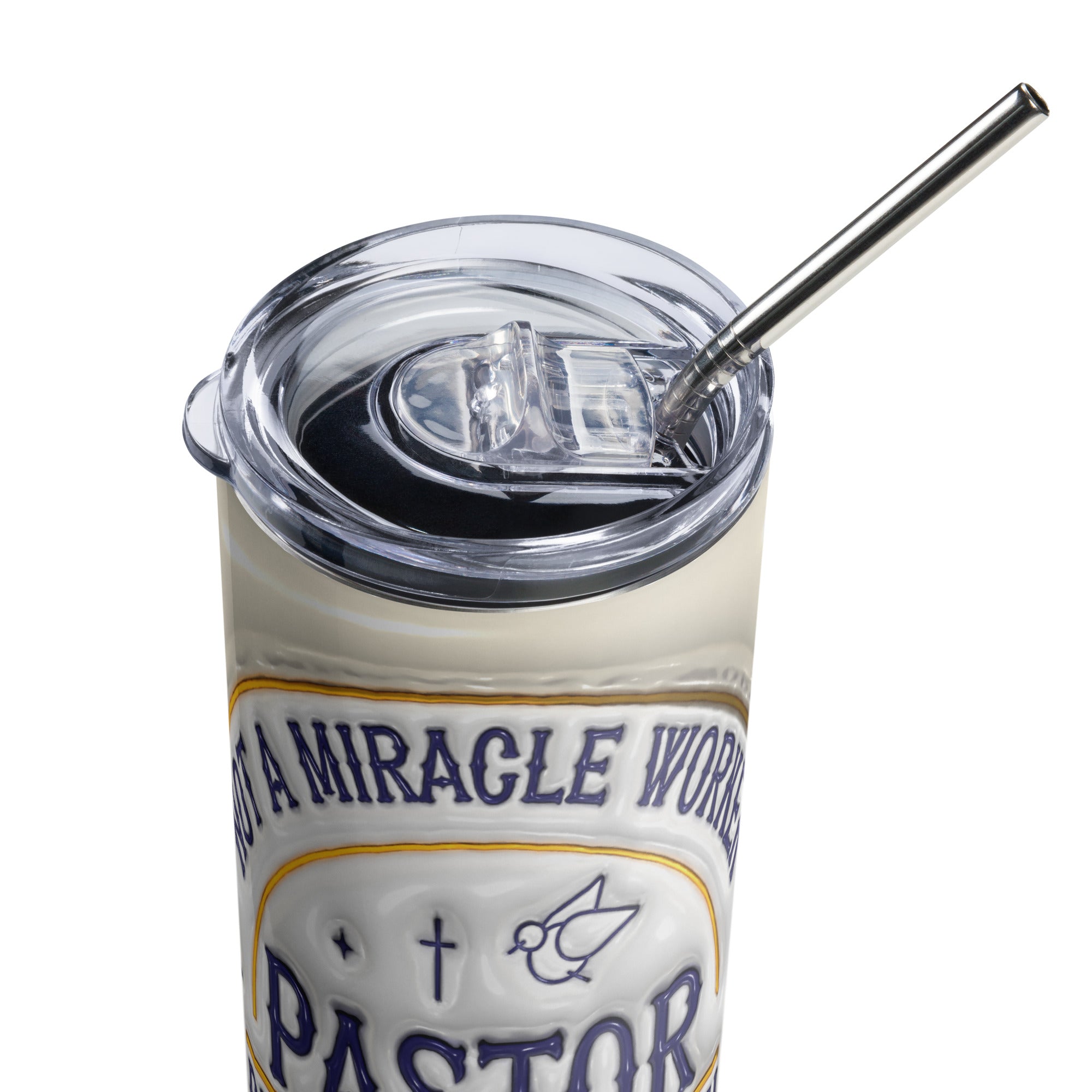 Pastor I Can Lead You 20 oz Tumbler with reusable Stainless Steel Straw Size: 20oz Color: White Jesus Passion Apparel