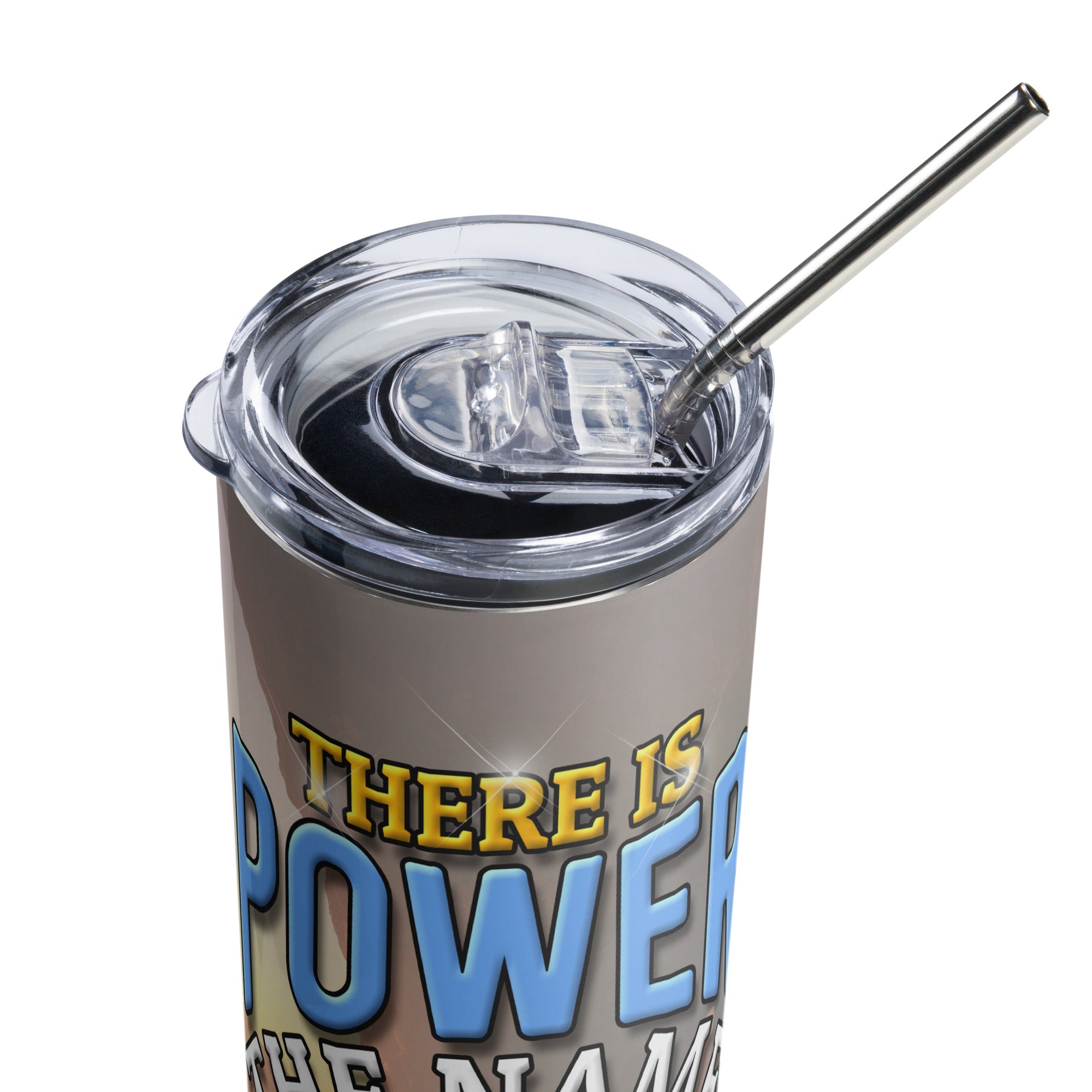 Power in Jesus 20 oz Tumbler with reusable Stainless Steel Straw Size: 20oz Color: White Jesus Passion Apparel