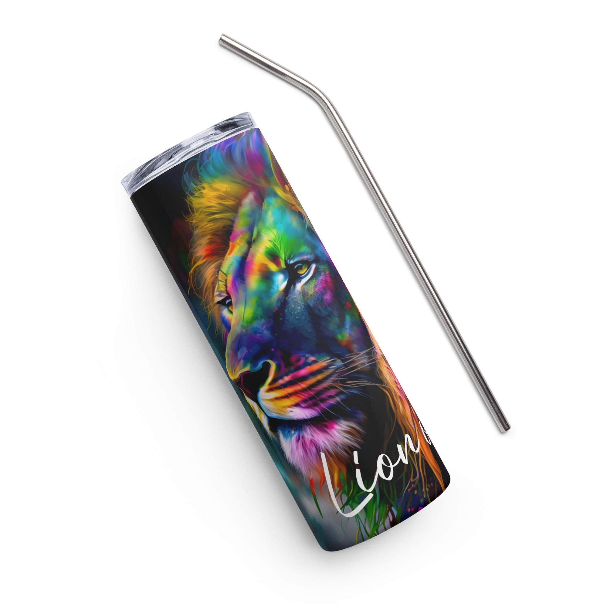 Lion of Judah Tumbler 20 oz with reusable Stainless Steel Straw Jesus Passion Apparel