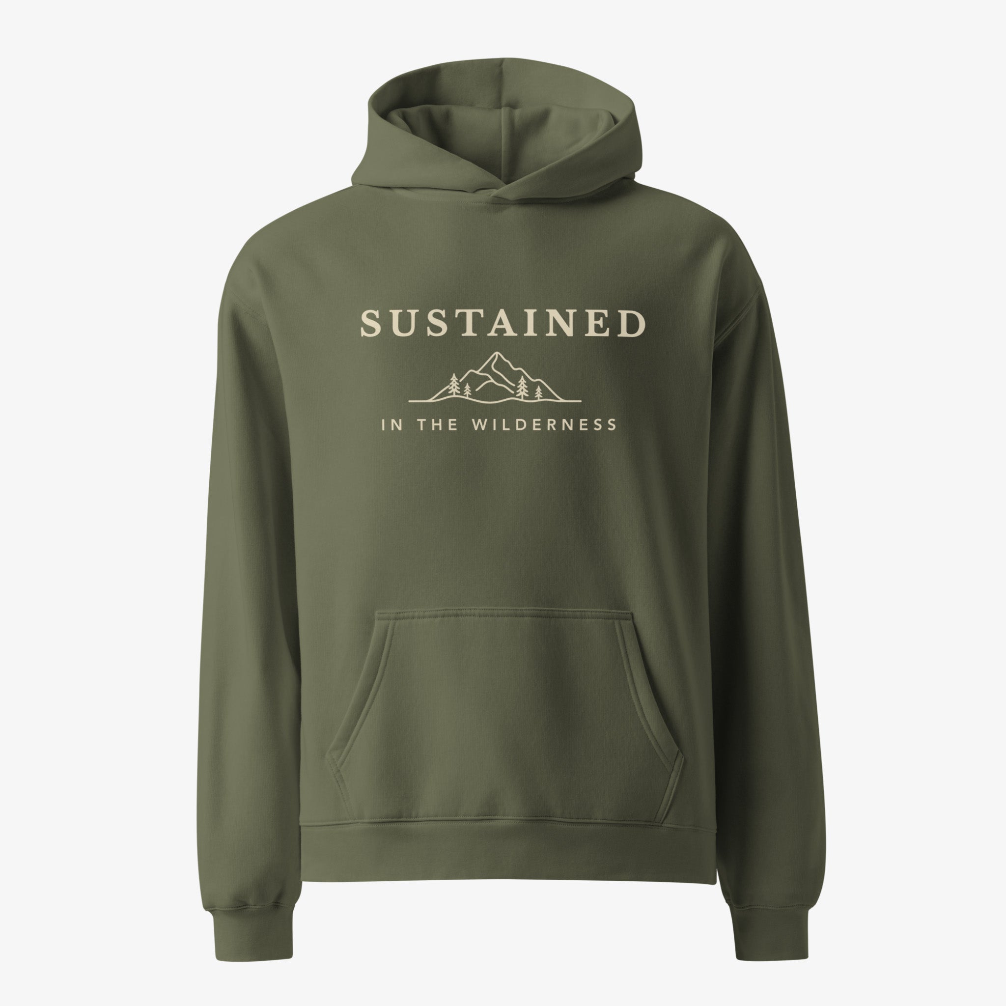 Green hoodie with a dog illustration on a white background