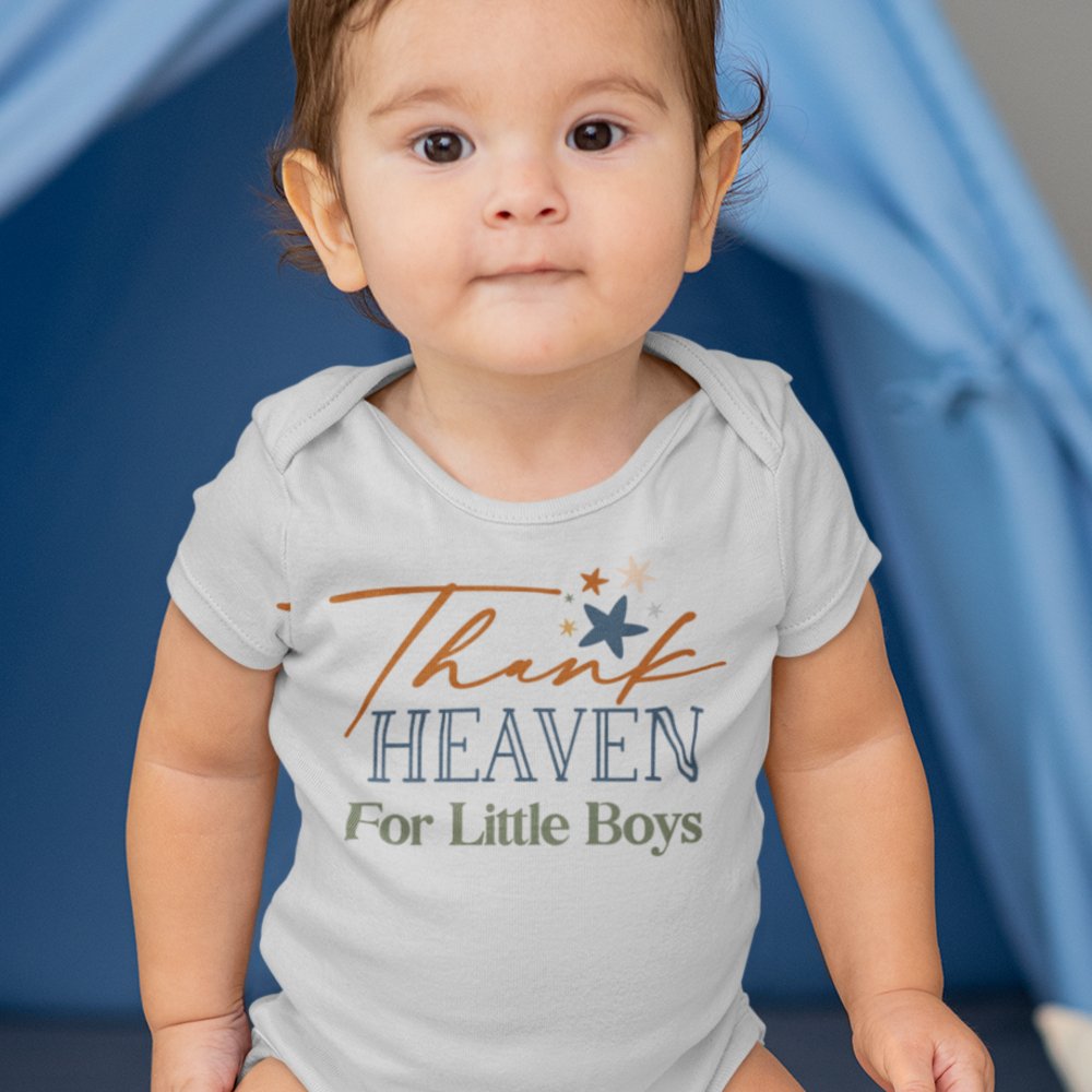 Thank Heaven for Little Boys Baby Bodysuit - Jesus Passion Apparel