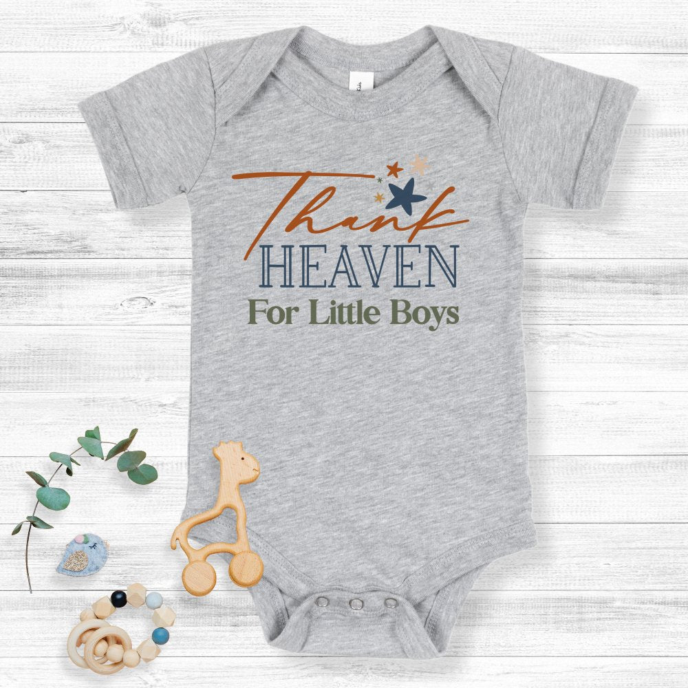 Thank Heaven for Little Boys Baby Bodysuit - Jesus Passion Apparel