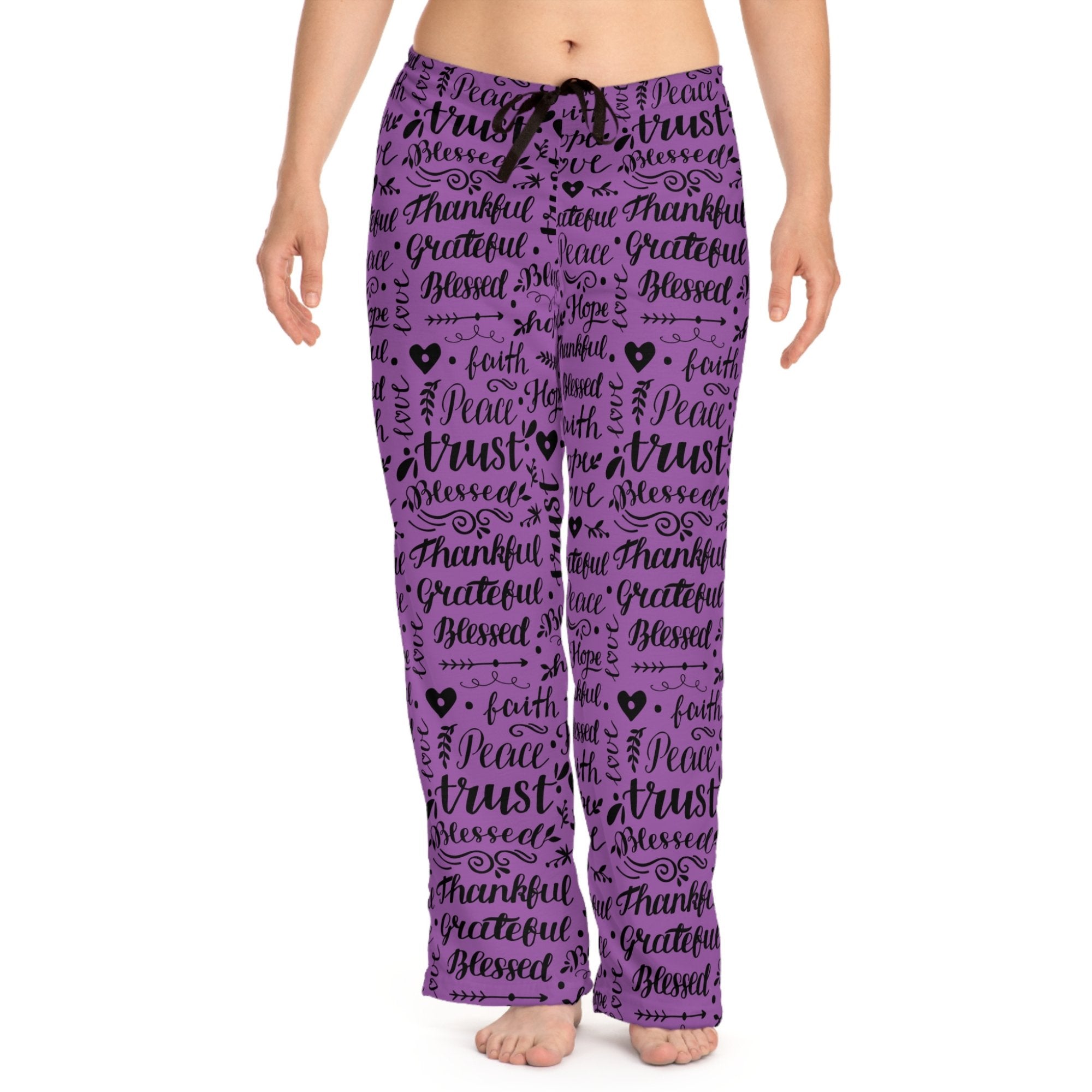 Thankful Grateful Blessed Women's Purple Lounge / Pajama Pants - Jesus Passion Apparel