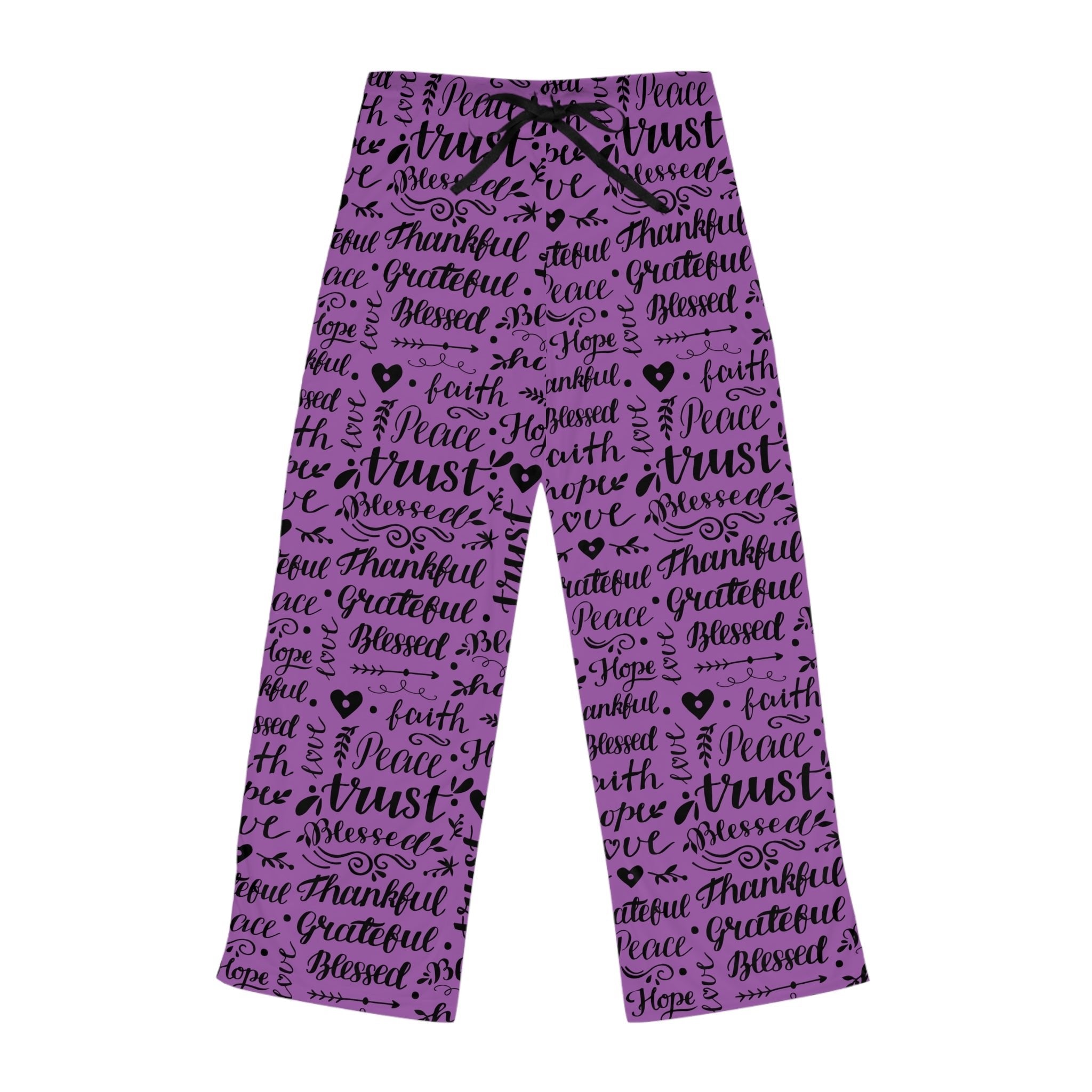 Thankful Grateful Blessed Women's Purple Lounge / Pajama Pants - Jesus Passion Apparel