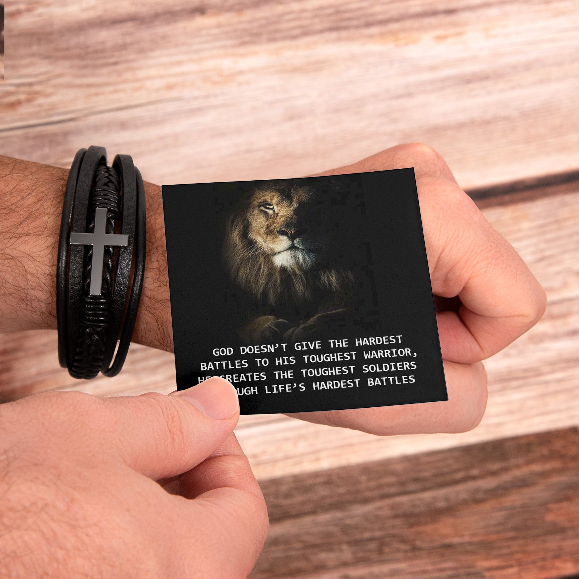 The Toughest Soldiers - Men's Cross and Black Braided Rope Bracelet - Jesus Passion Apparel