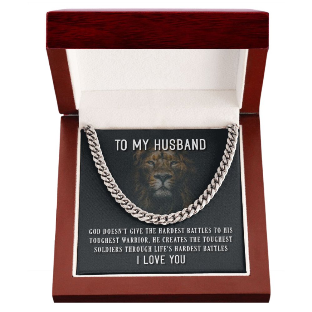 To My Husband - Tough Soldier Cuban Link Chain - Jesus Passion Apparel