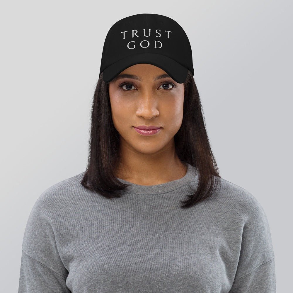 Trust God Style Classic Dad's Cap - Black with White Embroidery - Jesus Passion Apparel