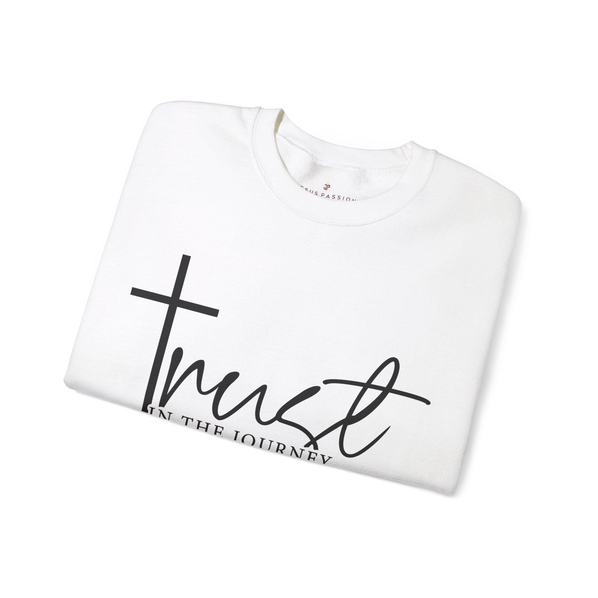 Trust in the Journey Women's Fleece Unisex - Fit Sweatshirt White / Sport Grey - Jesus Passion Apparel