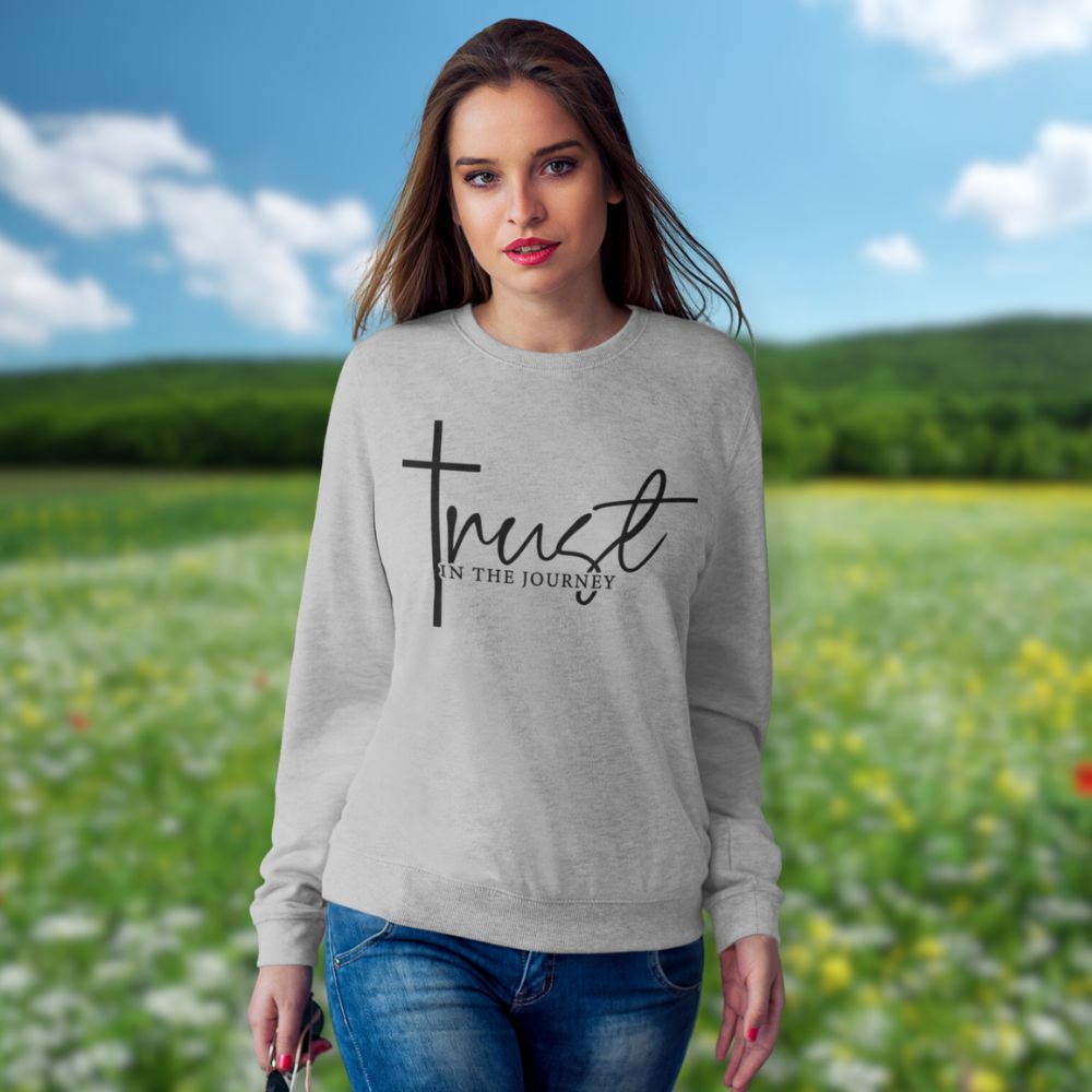 Trust in the Journey Women's Fleece Unisex - Fit Sweatshirt White / Sport Grey - Jesus Passion Apparel