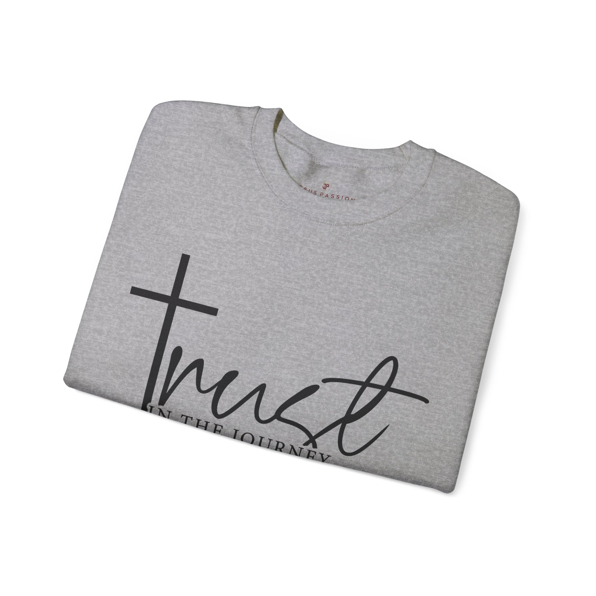 Trust in the Journey Women's Fleece Unisex - Fit Sweatshirt White / Sport Grey - Jesus Passion Apparel