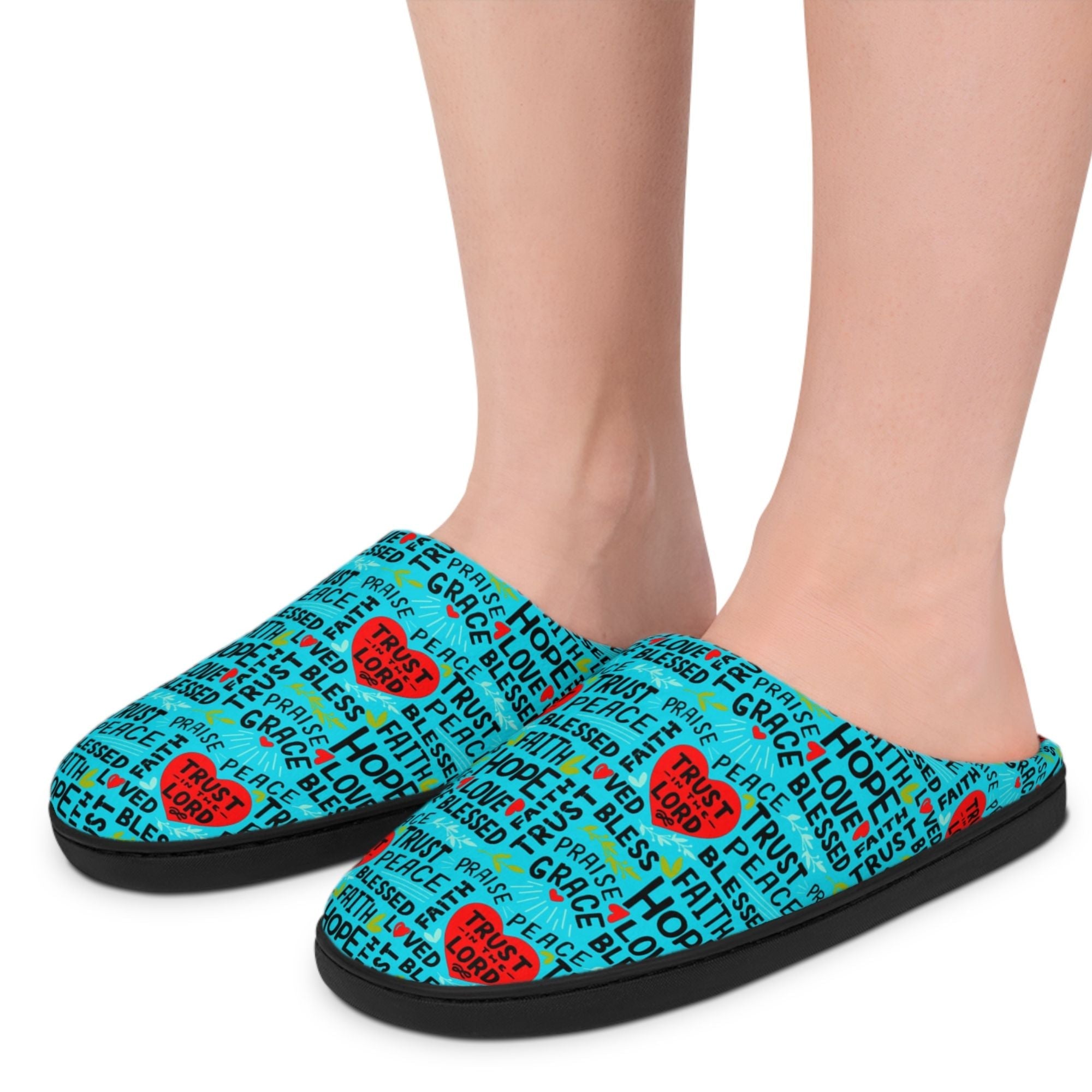 Trust in the Lord Women's Ocean Blue Indoor Slippers - Jesus Passion Apparel