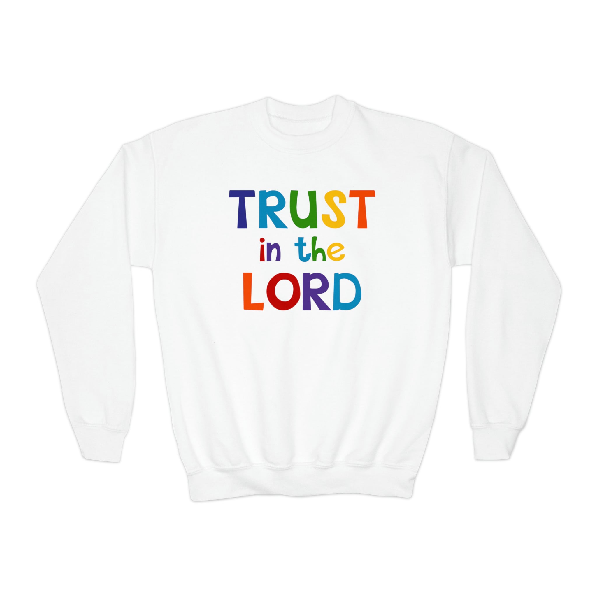 Trust in the Lord Youth Crewneck Sweatshirt - Design on Front and Back - Jesus Passion Apparel