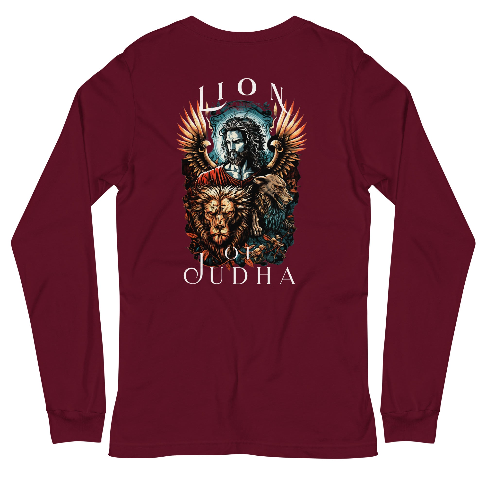 Lion of Judah Men's Unisex Long Sleeve Tee Color: Black Size: XS Jesus Passion Apparel