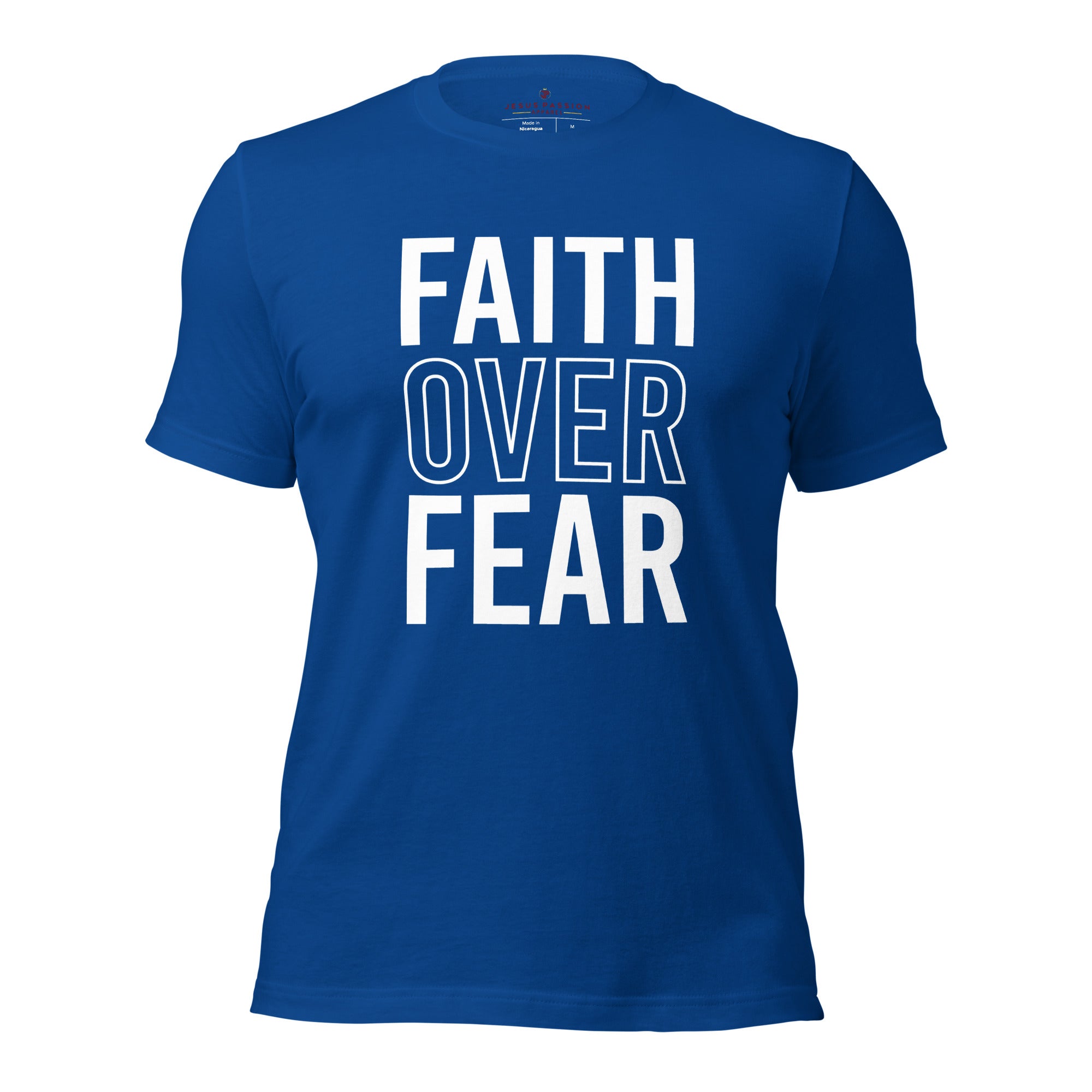 Faith Over Fear Jersey Short Sleeve T-Shirt Color: True Royal Size: S Jesus Passion Apparel