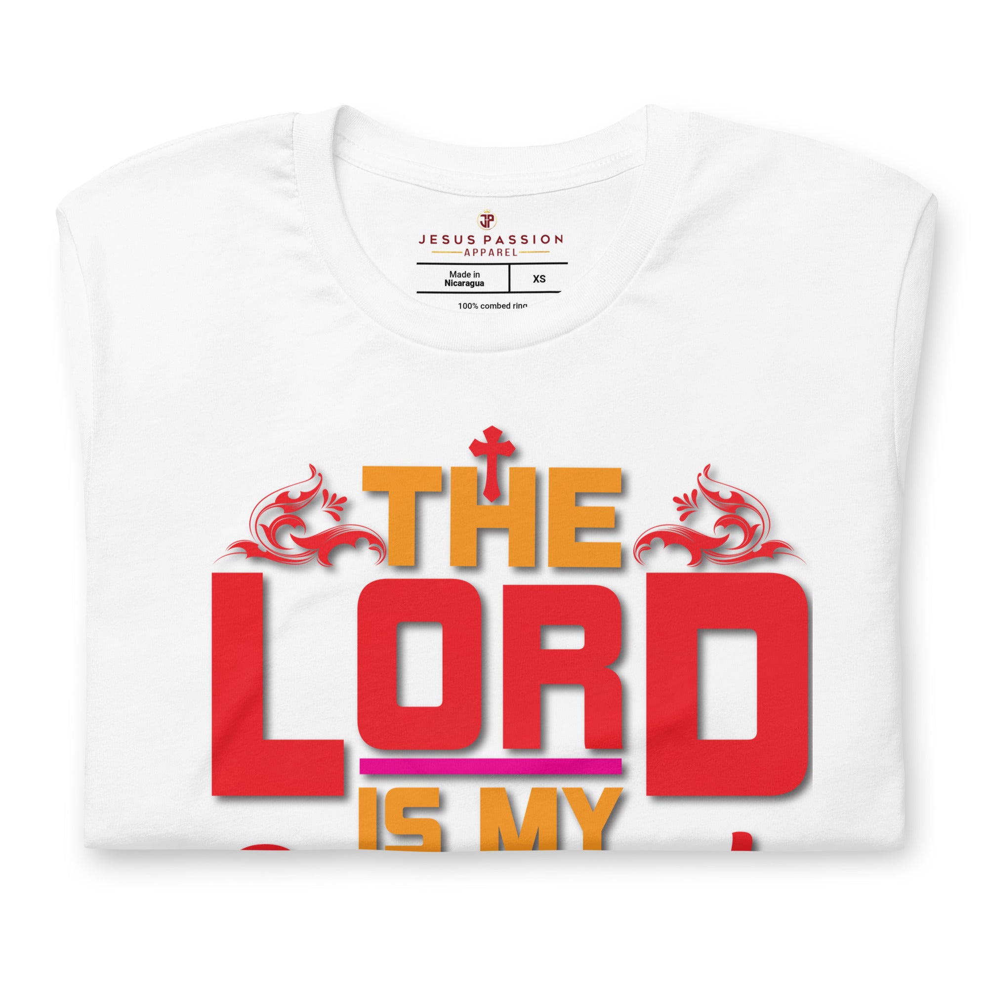 The Lord is My Strength Jersey Short Sleeve T-Shirt Color: Black Size: XS Jesus Passion Apparel