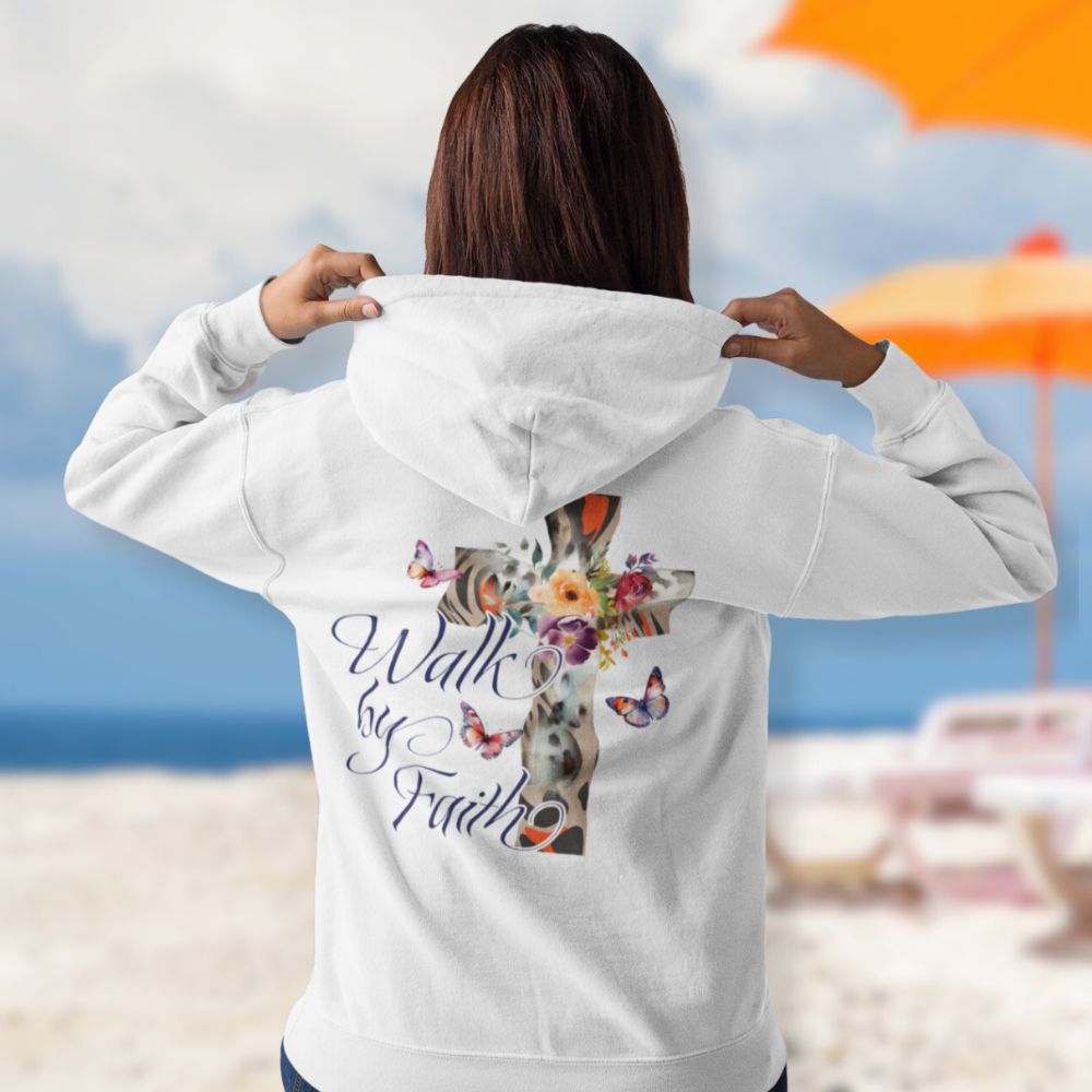 Walk by Faith Butterfly Cross Unisex - Fit Hoodie - Jesus Passion Apparel