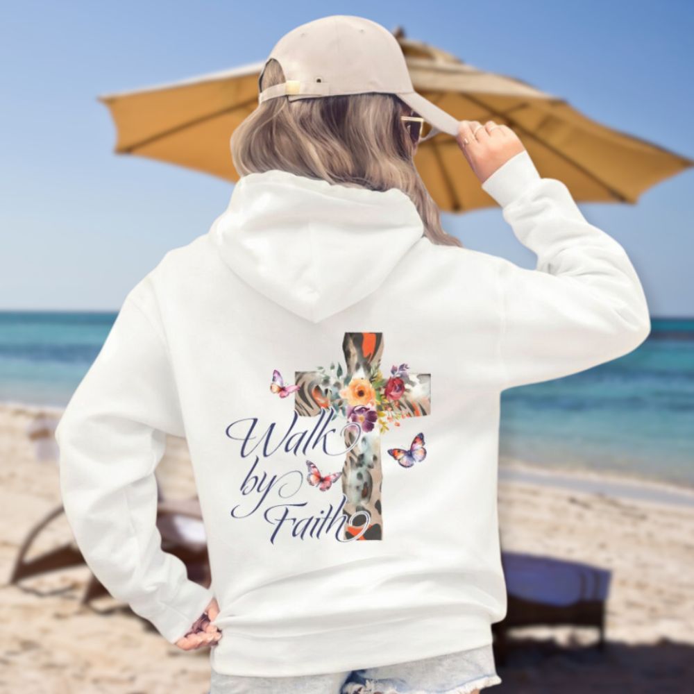 Walk by Faith Butterfly Cross Unisex - Fit Hoodie - Jesus Passion Apparel