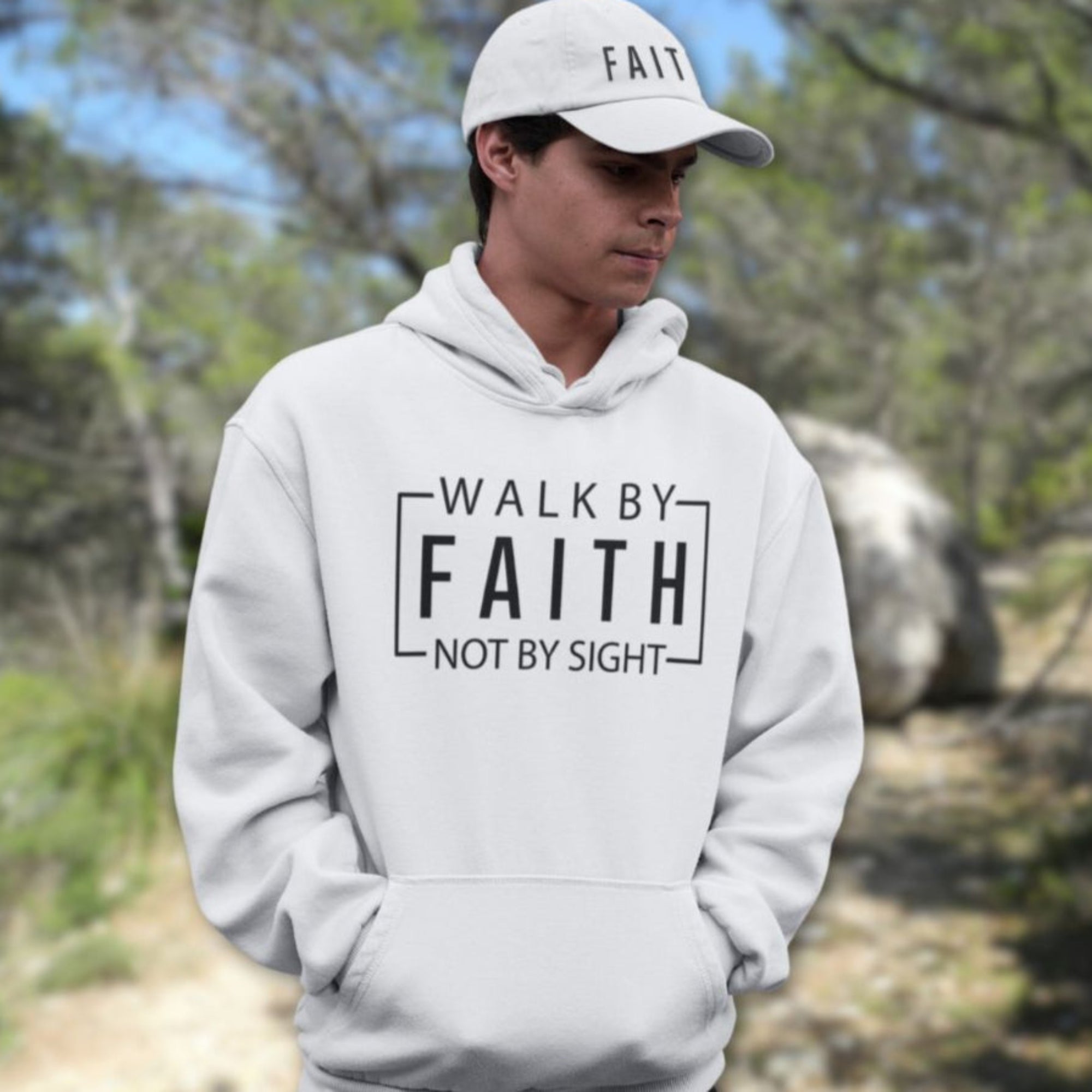 Walk By Faith Not By Sight Men's Heavy Blend™ Hoodie - Jesus Passion Apparel