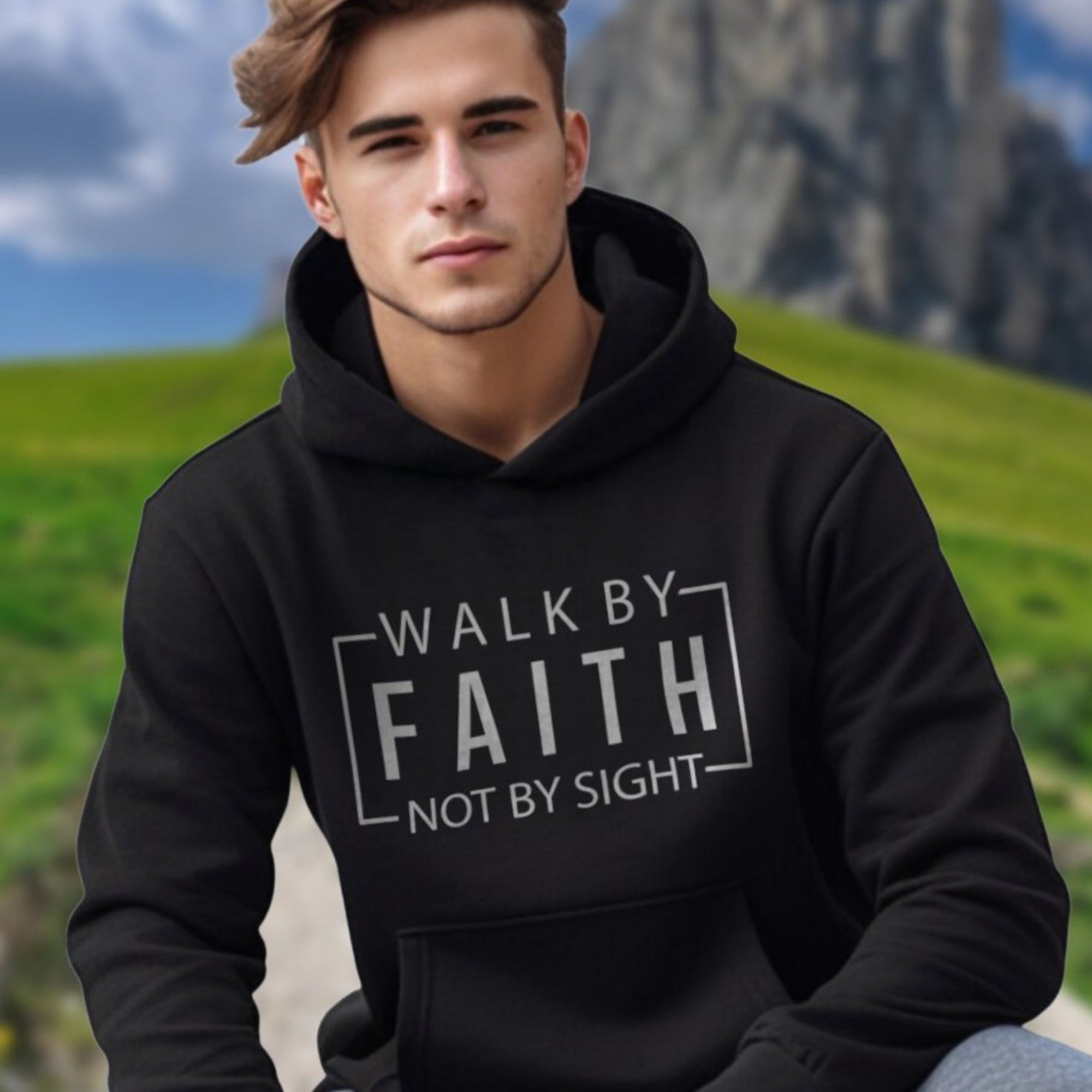 Walk By Faith Not By Sight Men's Heavy Blend™ Hoodie - Jesus Passion Apparel