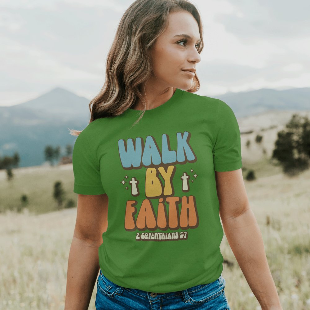 Walk By Faith Retro Unisex Fit T-Shirt - Jesus Passion Apparel