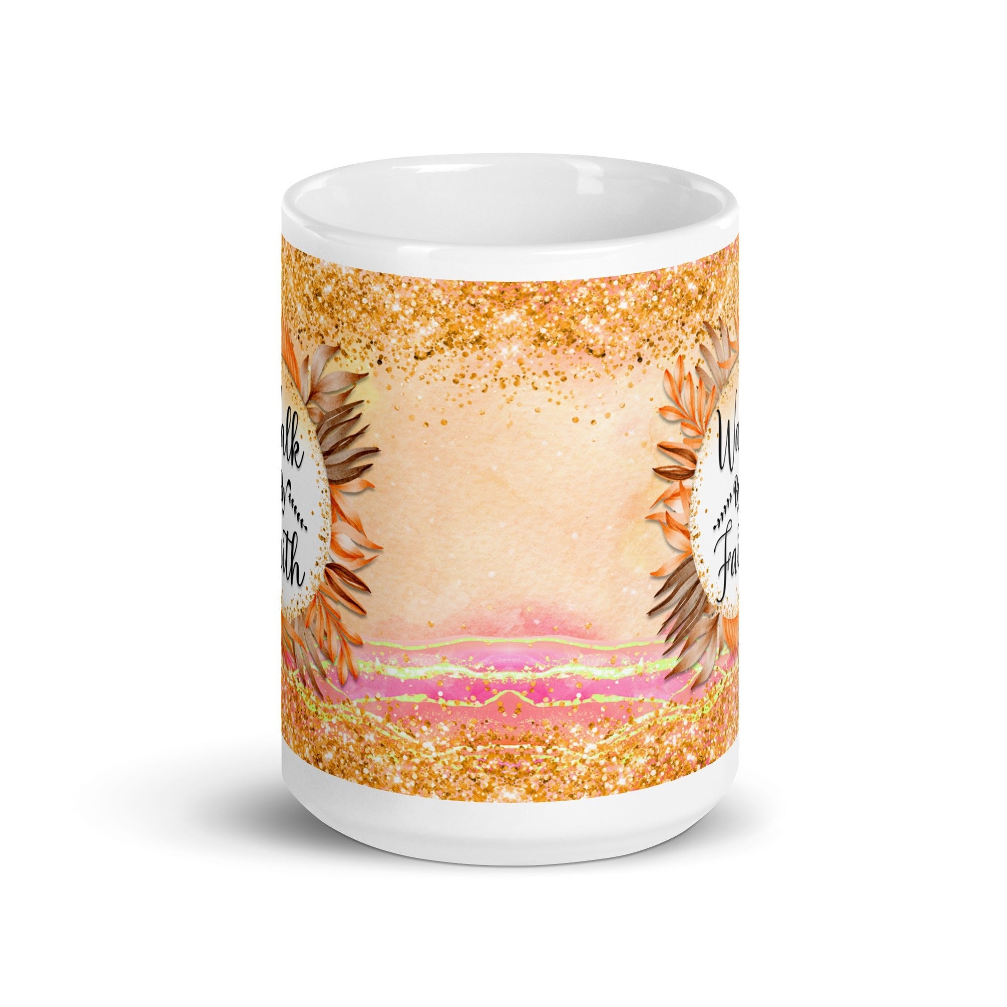 Walk By Faith White Glossy Mug - Jesus Passion Apparel