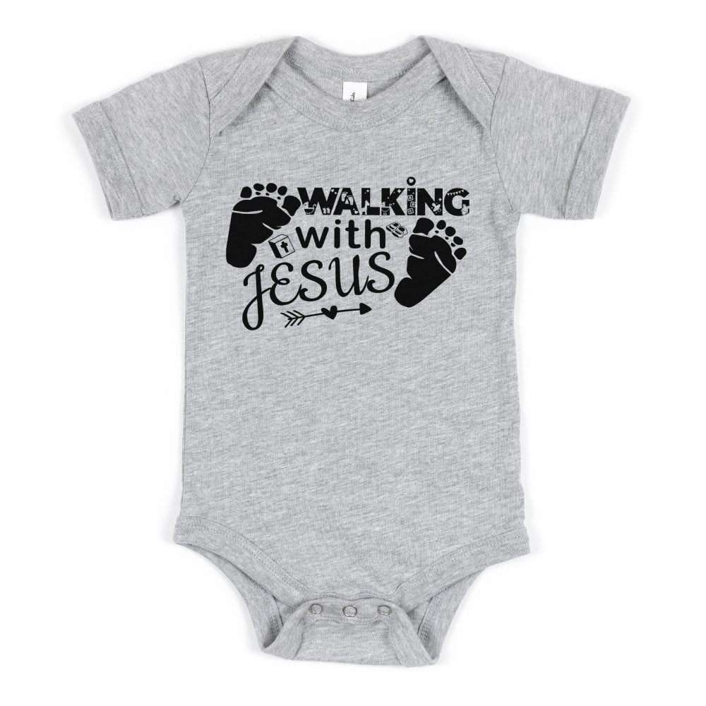 Walking With Jesus Black Baby Bodysuit - Jesus Passion Apparel