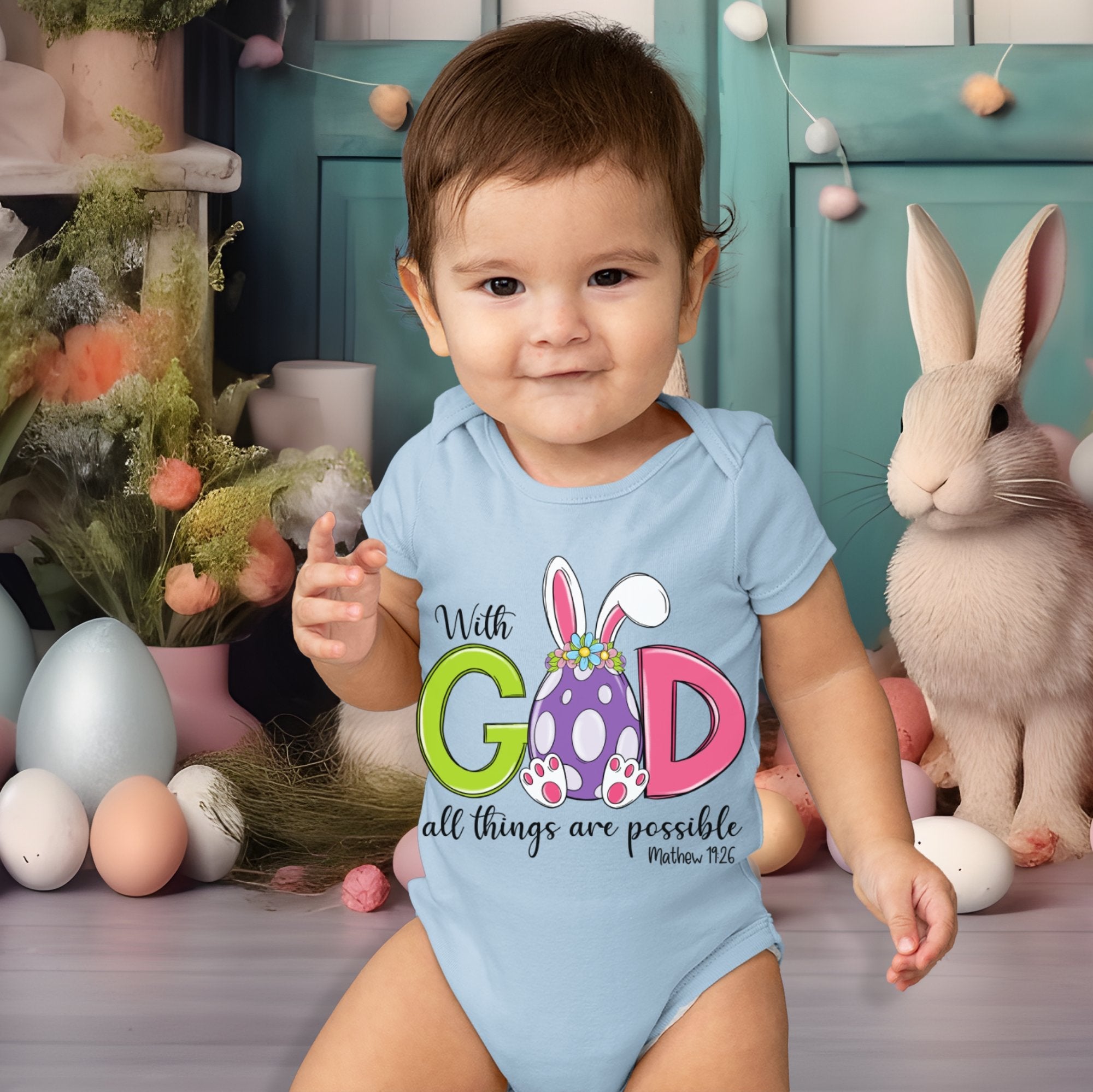 With God all is Possible Infant Fine Jersey Baby Bodysuit - Jesus Passion Apparel