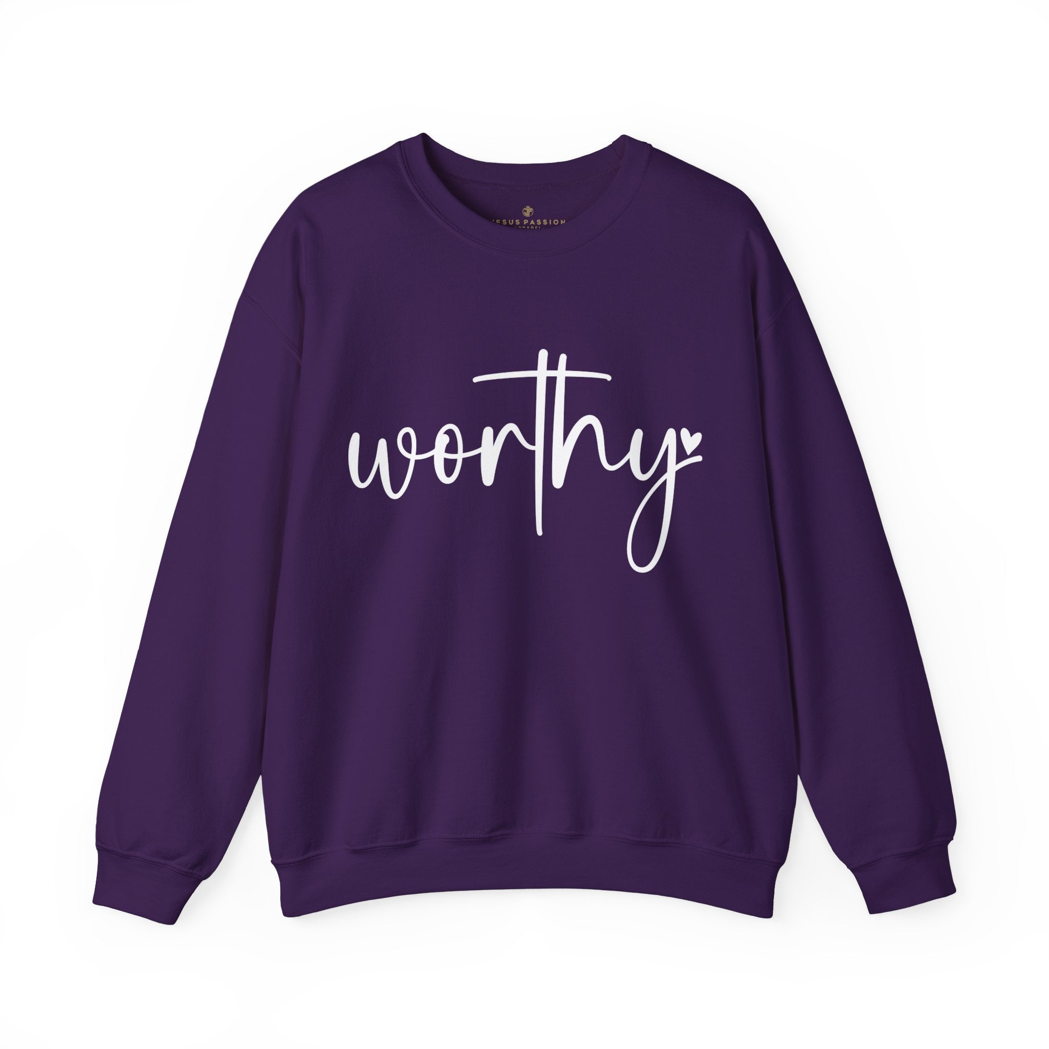 Worthy Women's Fleece Unisex - Fit Sweatshirt Purple / Navy - Jesus Passion Apparel