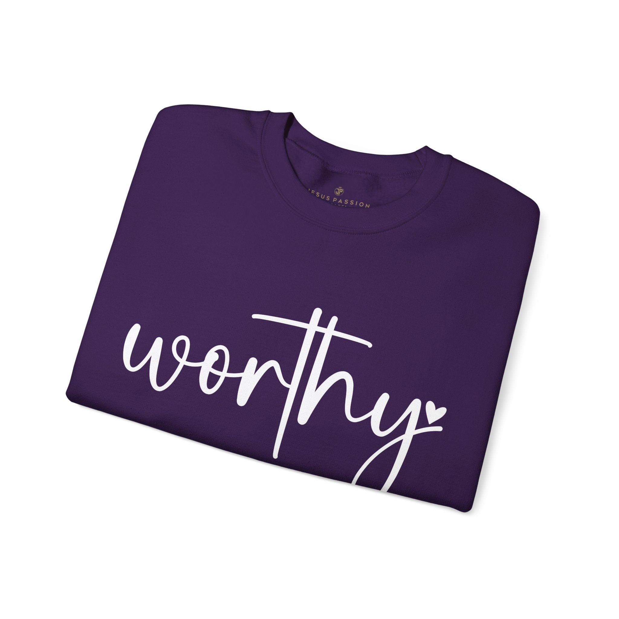 Worthy Women's Fleece Unisex - Fit Sweatshirt Purple / Navy - Jesus Passion Apparel