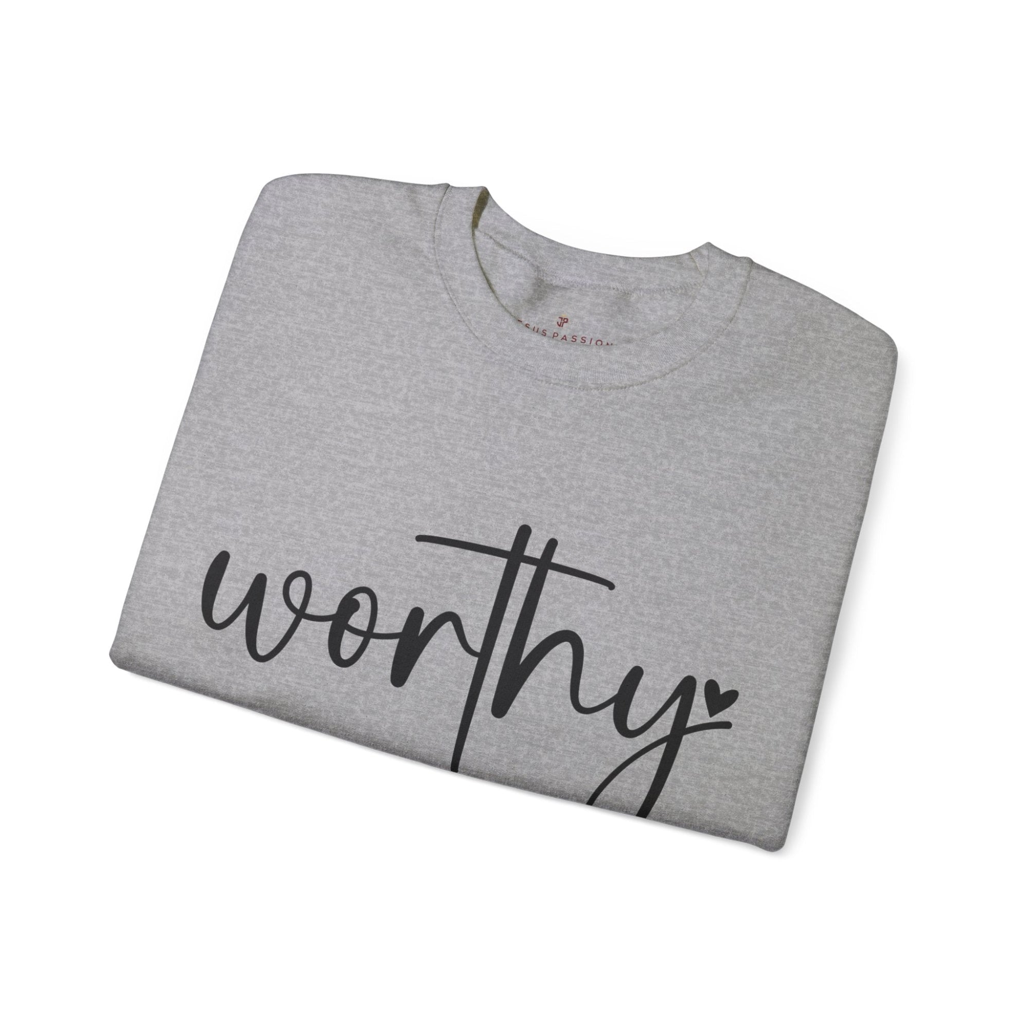 Worthy Women's Fleece Unisex - Fit Sweatshirt White / Sport Gray - Jesus Passion Apparel