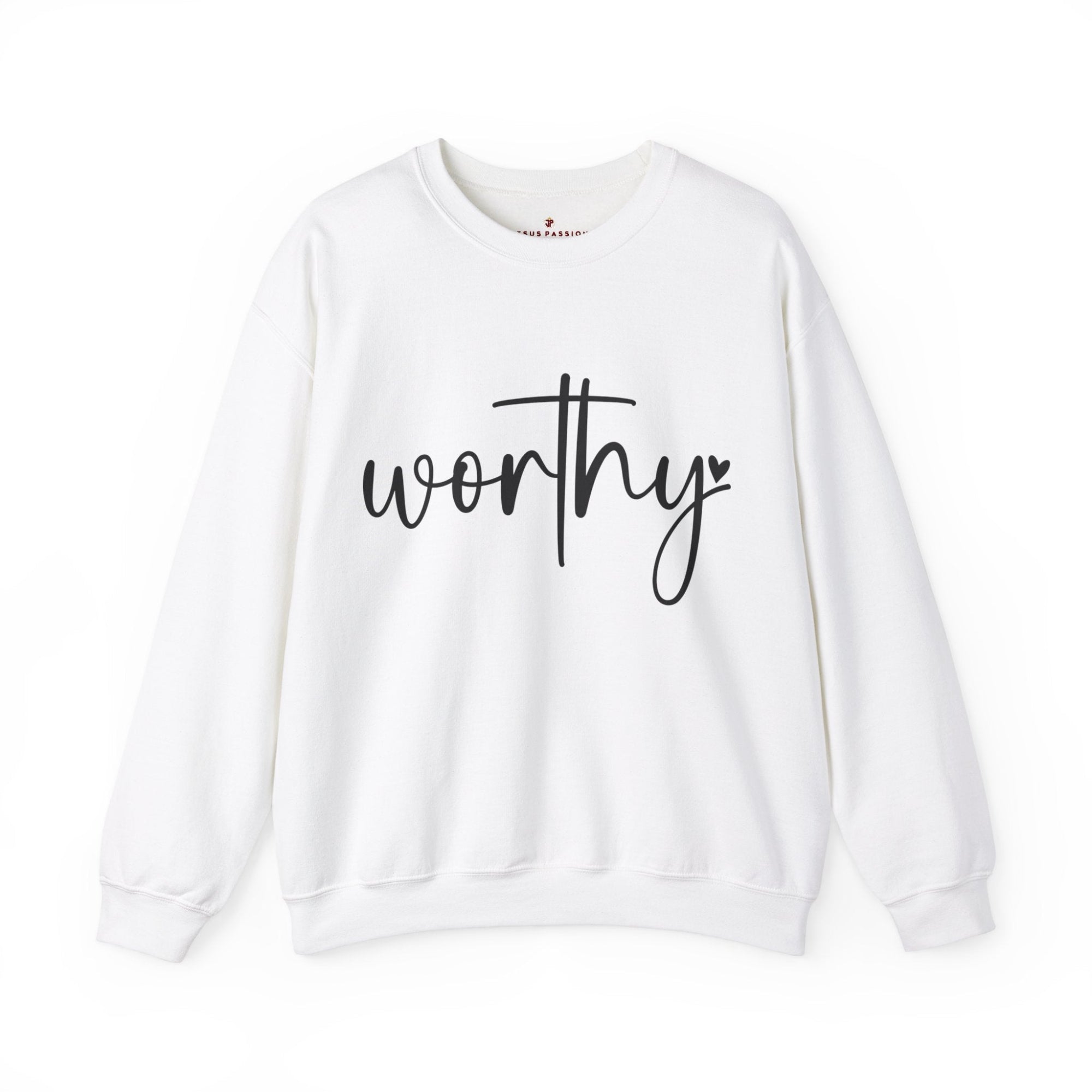 Worthy Women's Fleece Unisex - Fit Sweatshirt White / Sport Gray - Jesus Passion Apparel