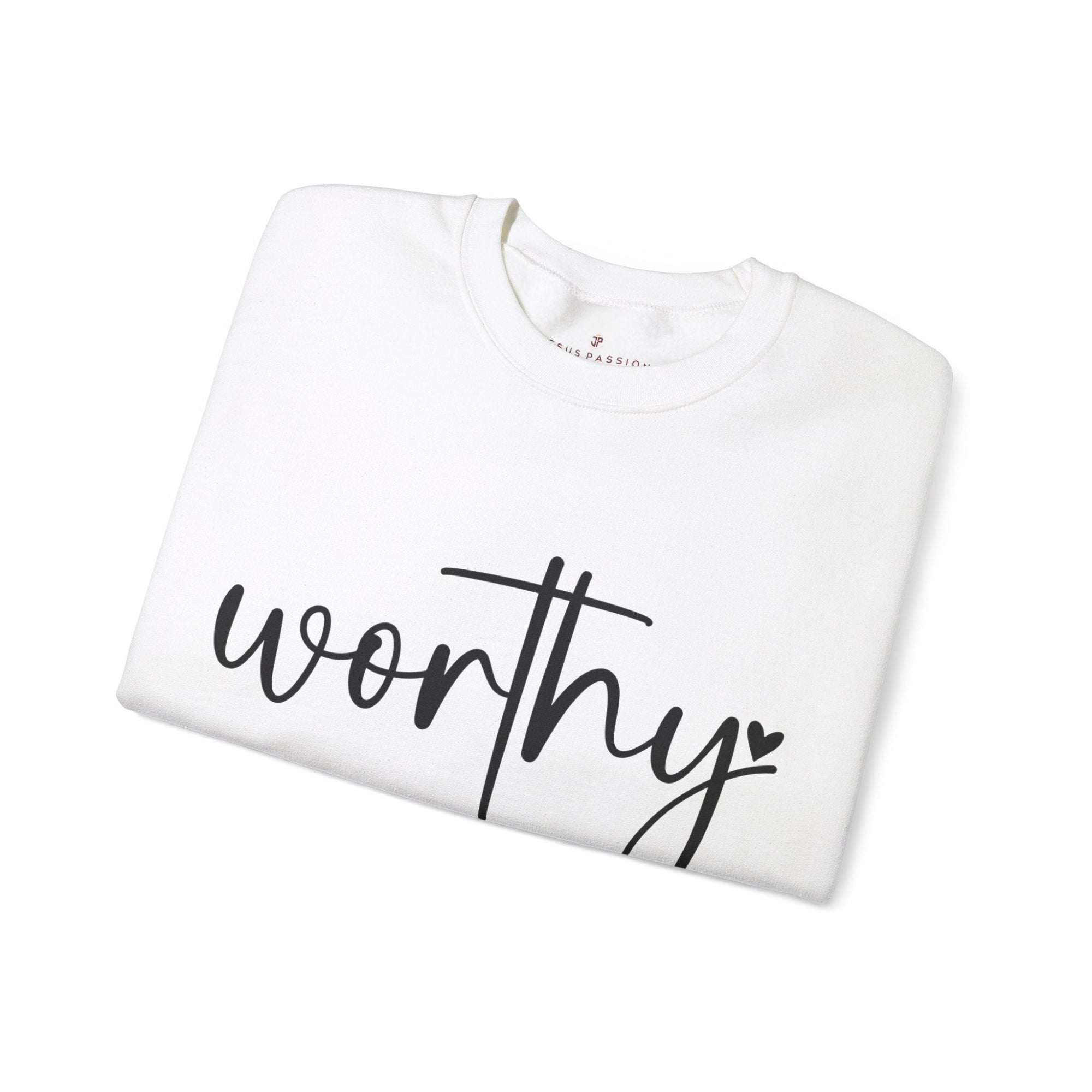 Worthy Women's Fleece Unisex - Fit Sweatshirt White / Sport Gray - Jesus Passion Apparel