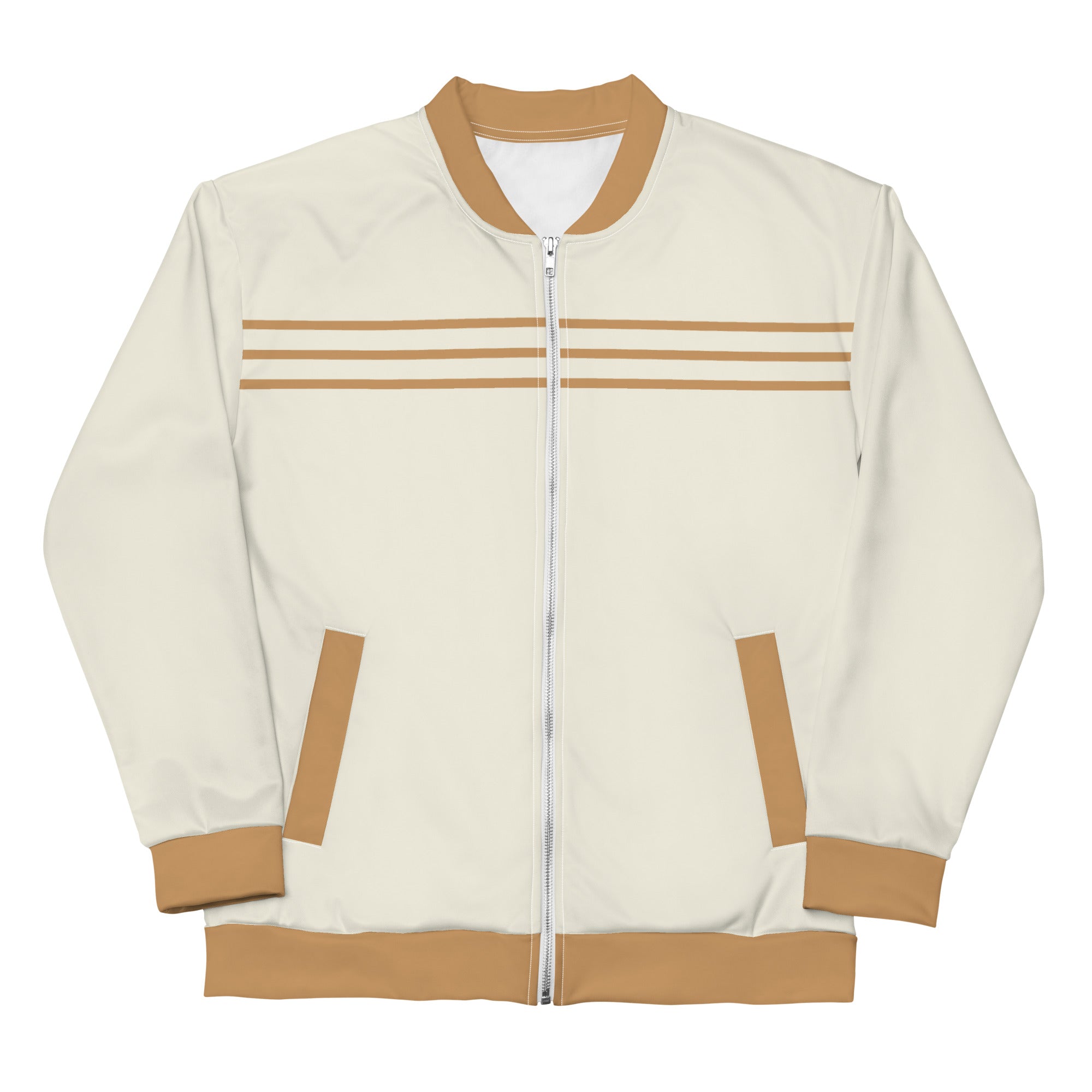 Yahweh Cream and Gold Men's Bomber Jacket - Jesus Passion Apparel